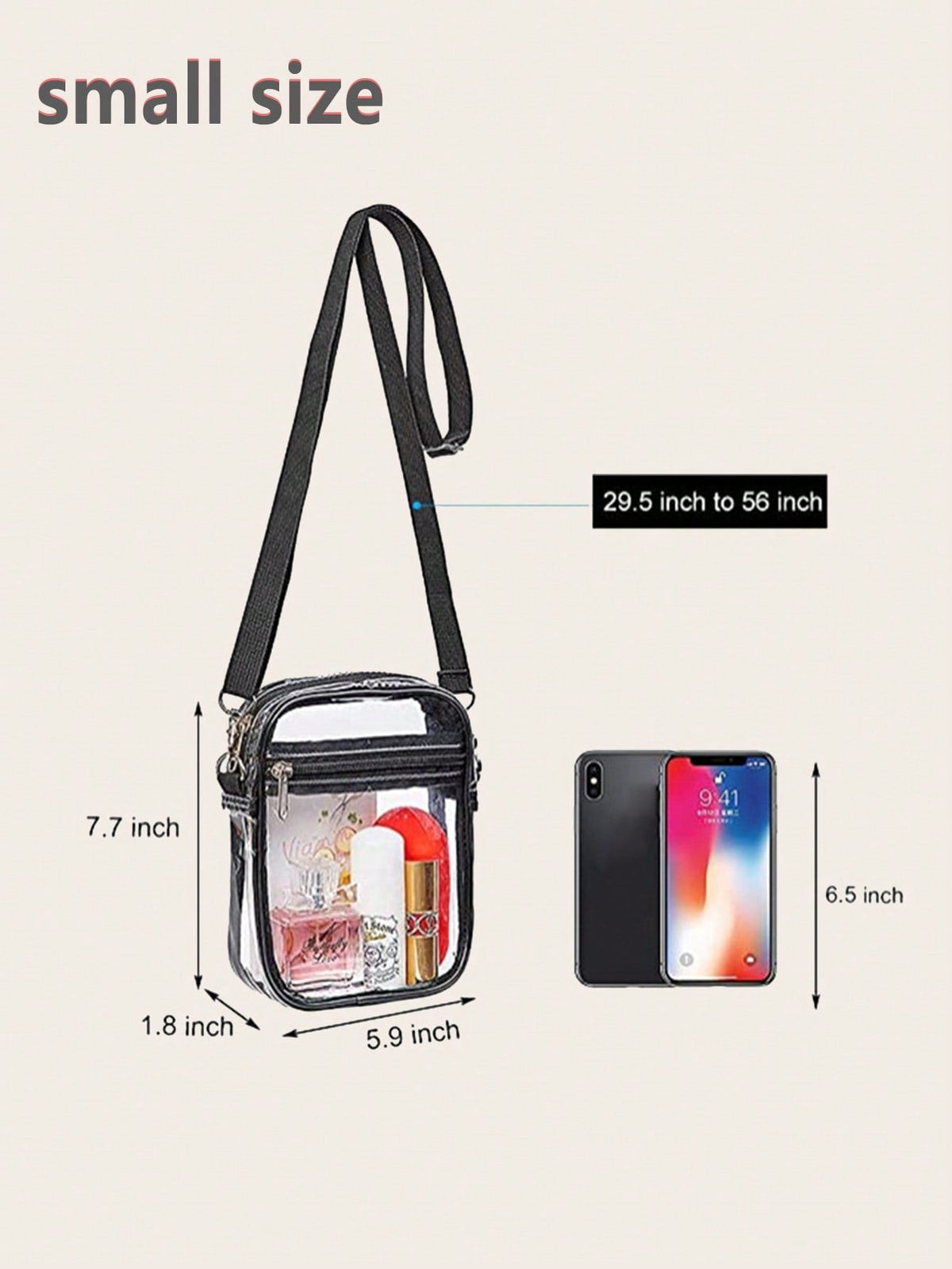 Clear Crossbody Bag, Stadium Approved Zipper Clear Purse Bag For Concerts Sports Events Festivals With Adjustable Shoulder Strap For Women And Men Pvc Bag, Fashion Clear Satchel Gift Cute See Through Shoulder Bag, Transparent Crossbody Purse Stadium Appr