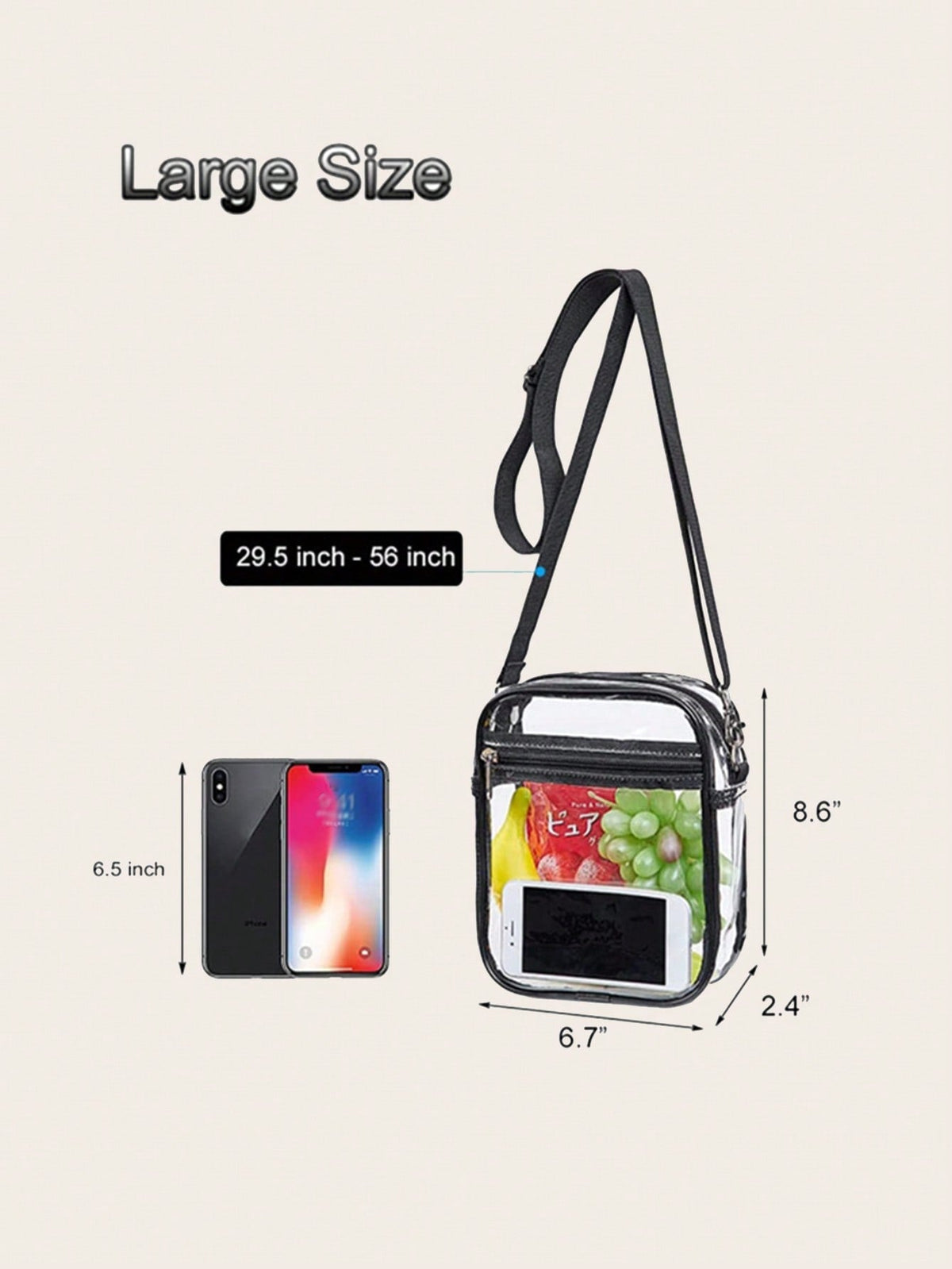 Clear Crossbody Bag, Stadium Approved Zipper Clear Purse Bag For Concerts Sports Events Festivals With Adjustable Shoulder Strap For Women And Men Pvc Bag, Fashion Clear Satchel Gift Cute See Through Shoulder Bag, Transparent Crossbody Purse Stadium Appr