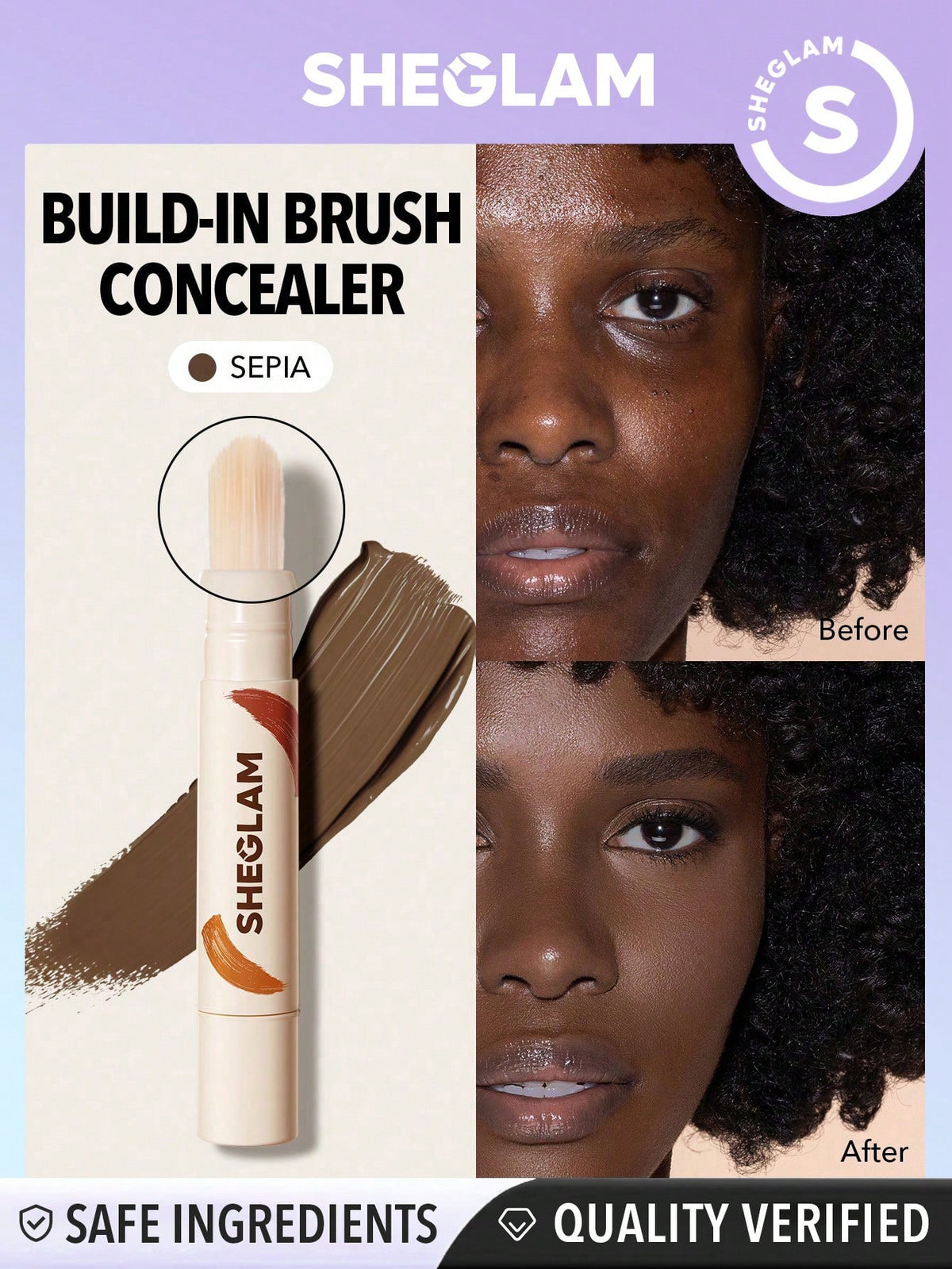 SHEGLAM Perfect Skin High Coverage Concealer-Shell 20 Shades Liquid Concealer Brush Moisturizing Weightless All-Day Hydrate Concealer Makeup Black Friday Sale Concealer