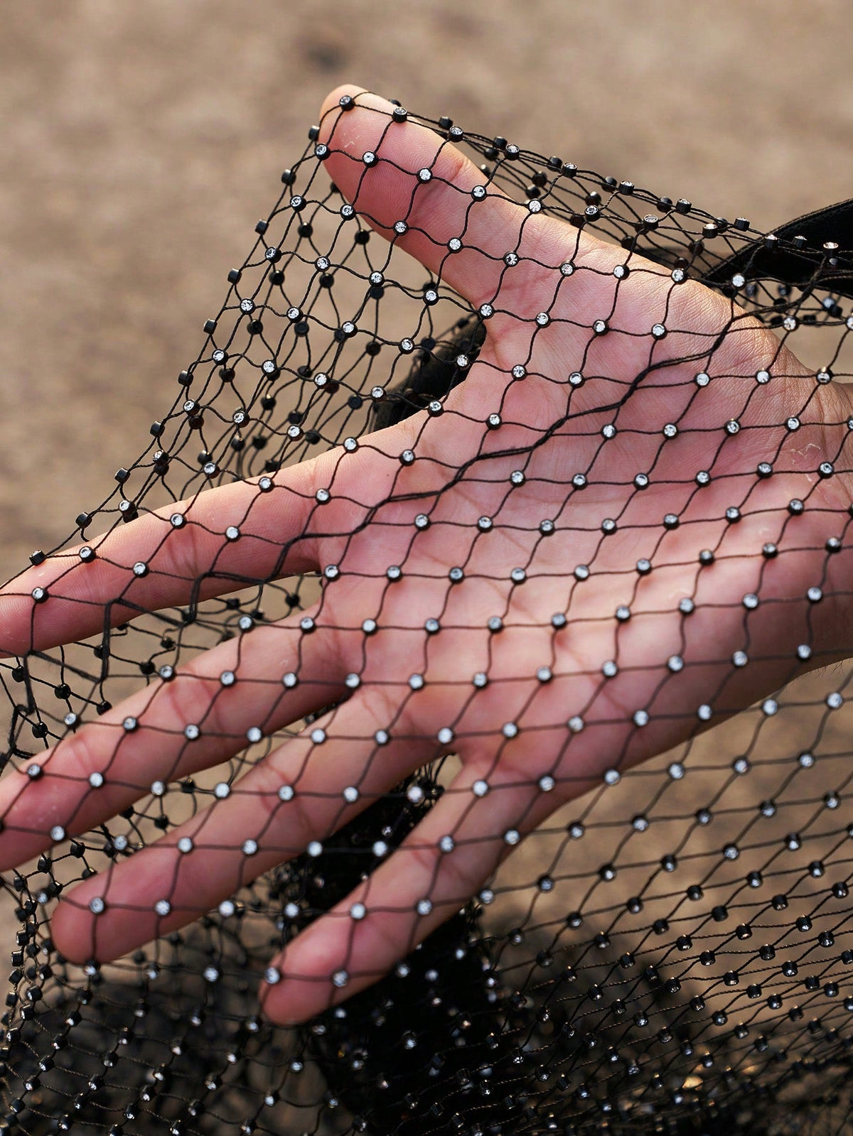 Plus Size Rhinestone Decor Fishnet Tank Top And Fringed Hem Skirt