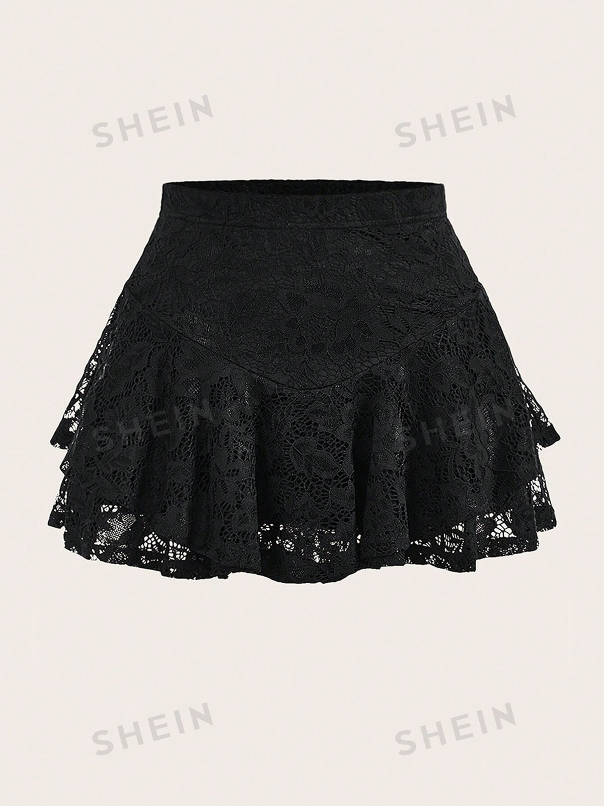 ROMWE PUNK Plus Size Lace Pleated Fashionable Skirt