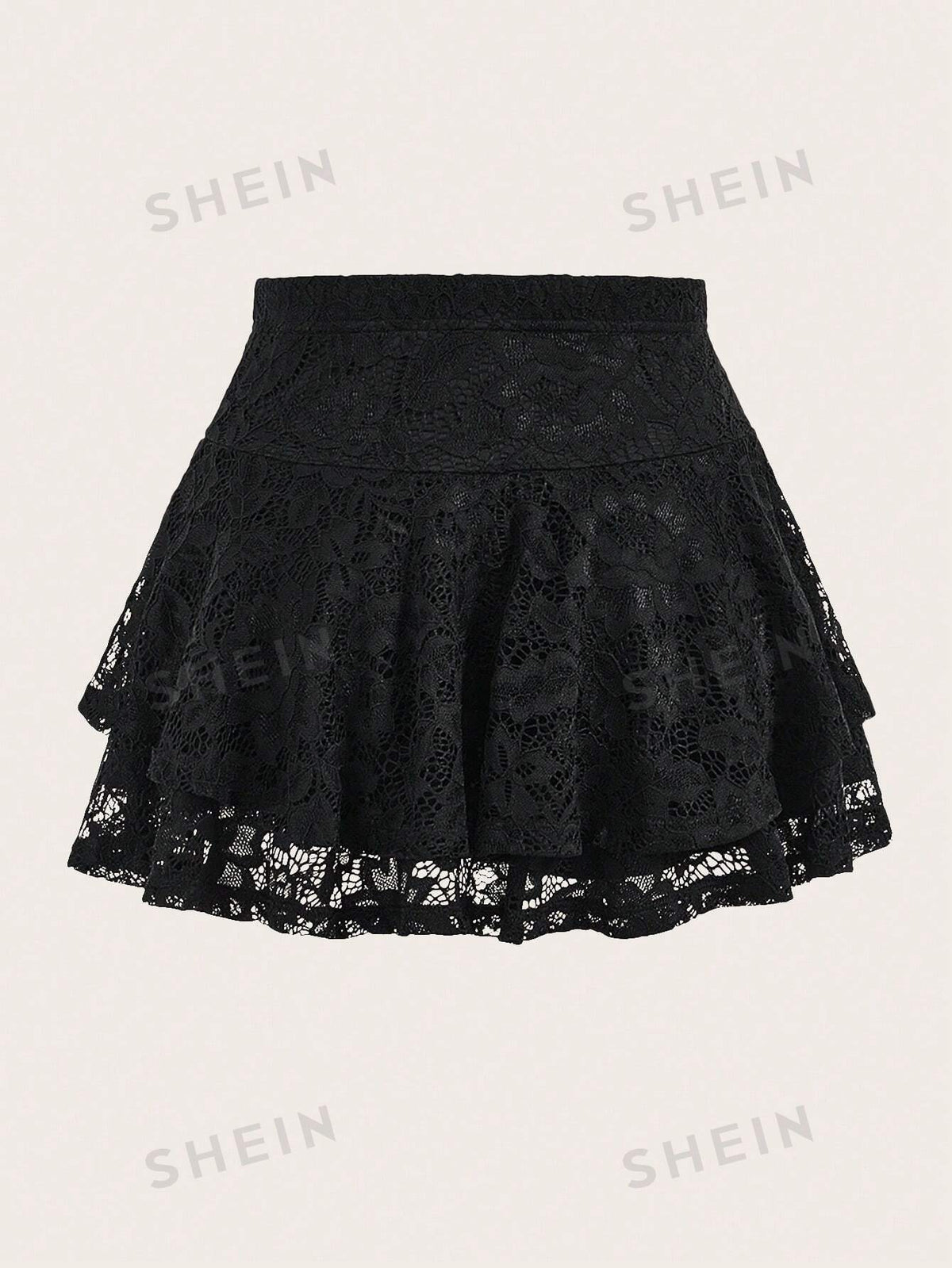 ROMWE PUNK Plus Size Lace Pleated Fashionable Skirt