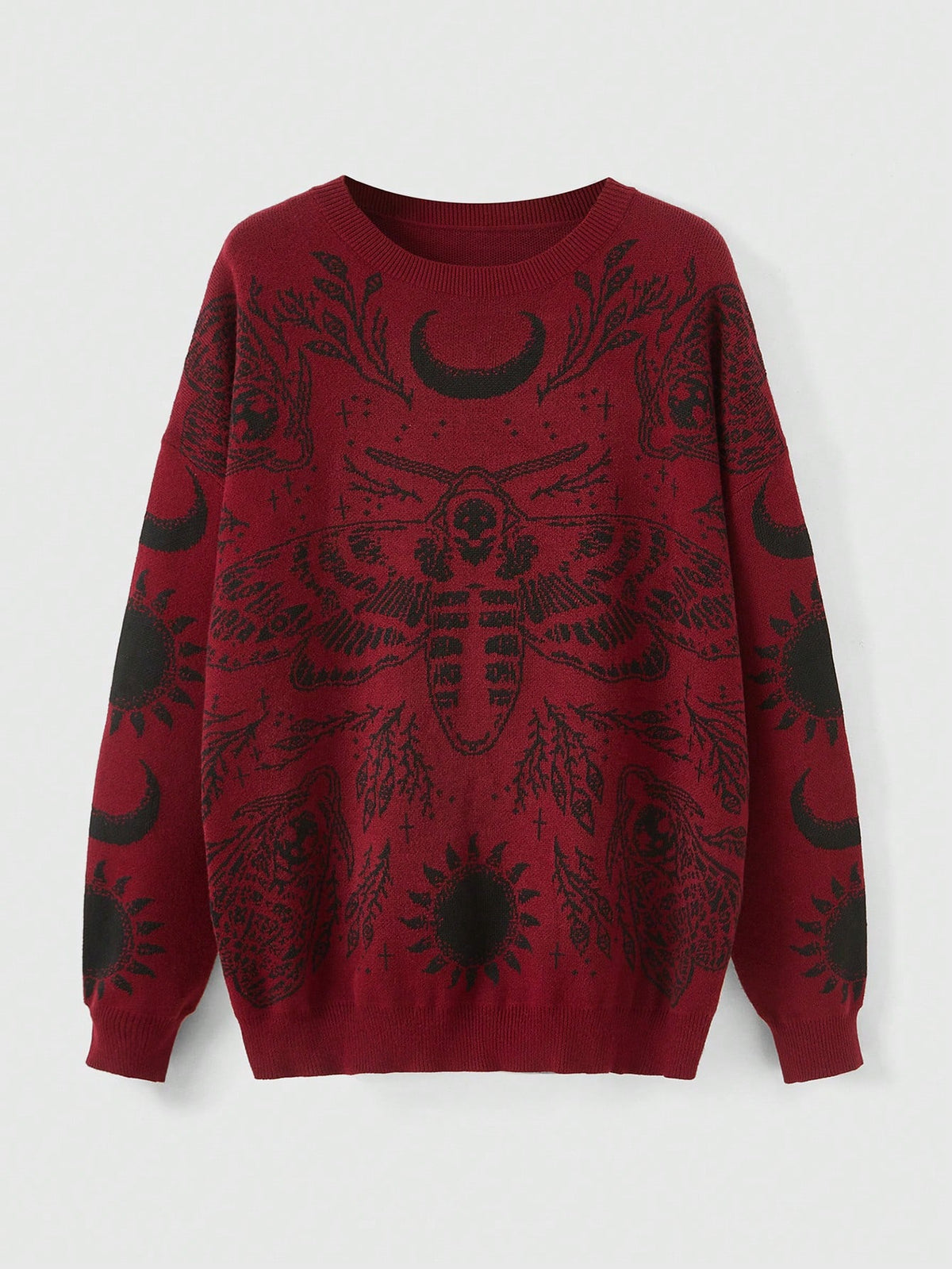 Mystic heart Plus Size Sweater With Insect, Sun And Moon Pattern