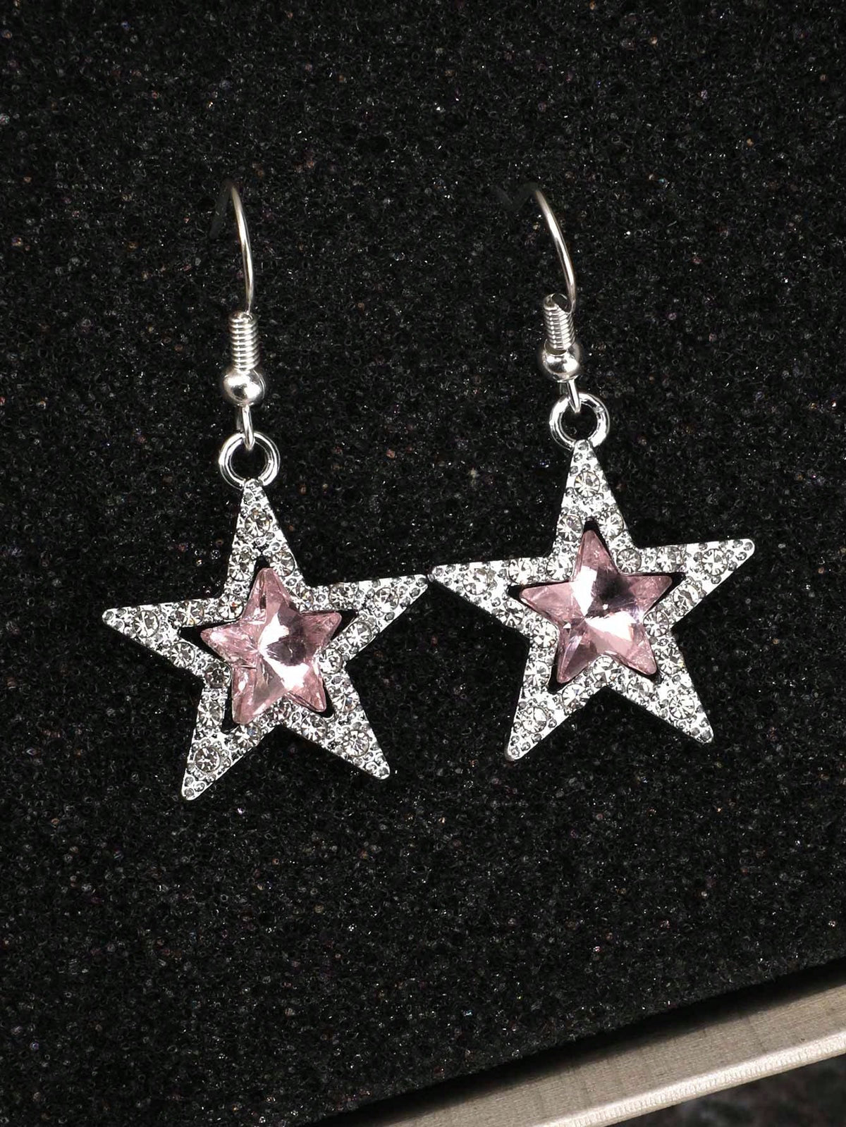 ROMWE Goth 1pair Retro Gothic Rock Style Star Shaped Earrings With Rhinestone Detail