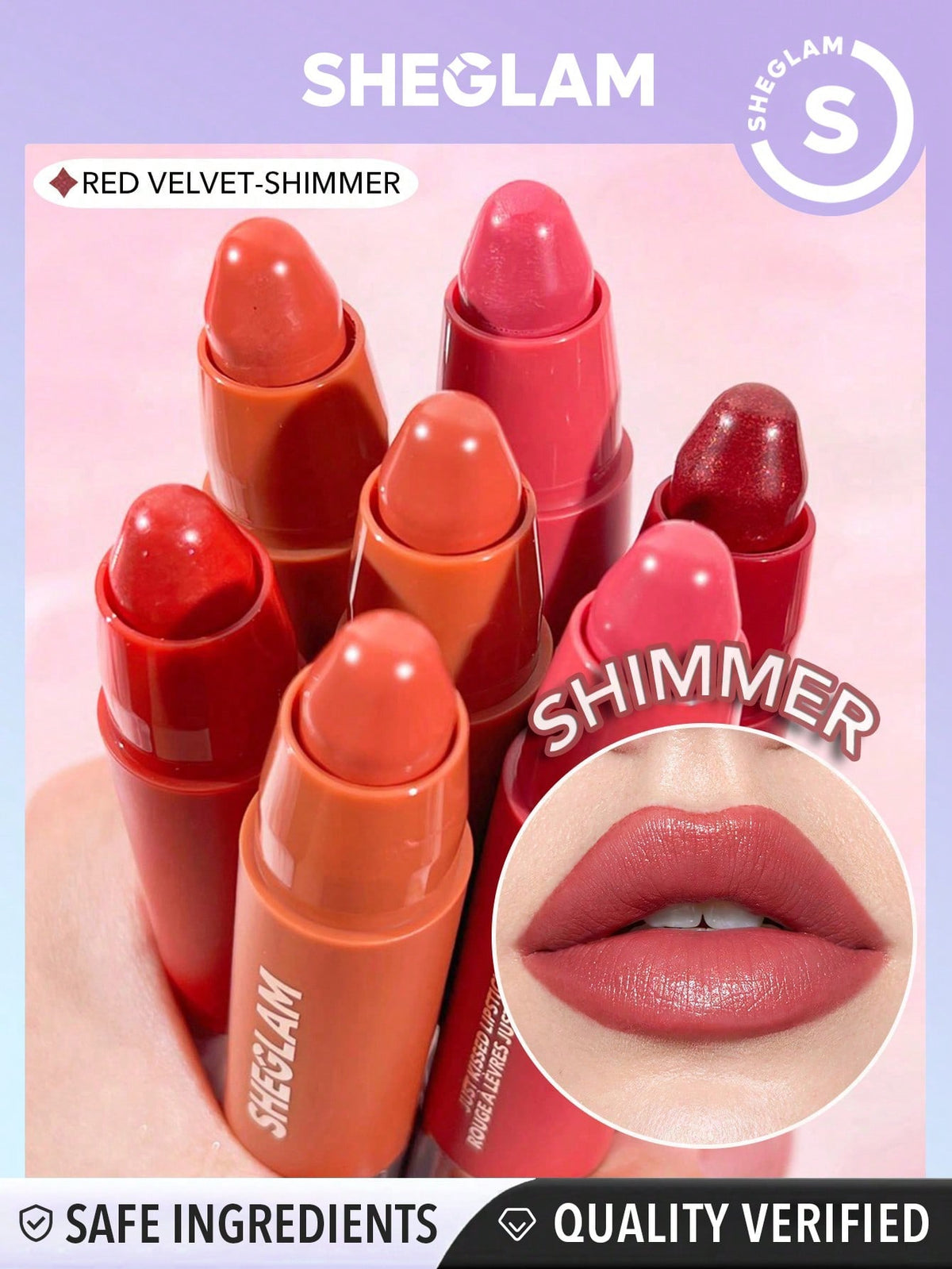 SHEGLAM Just Kissed Lipstick Crayon - Red Velvet Shimmer Matte Lip Glow