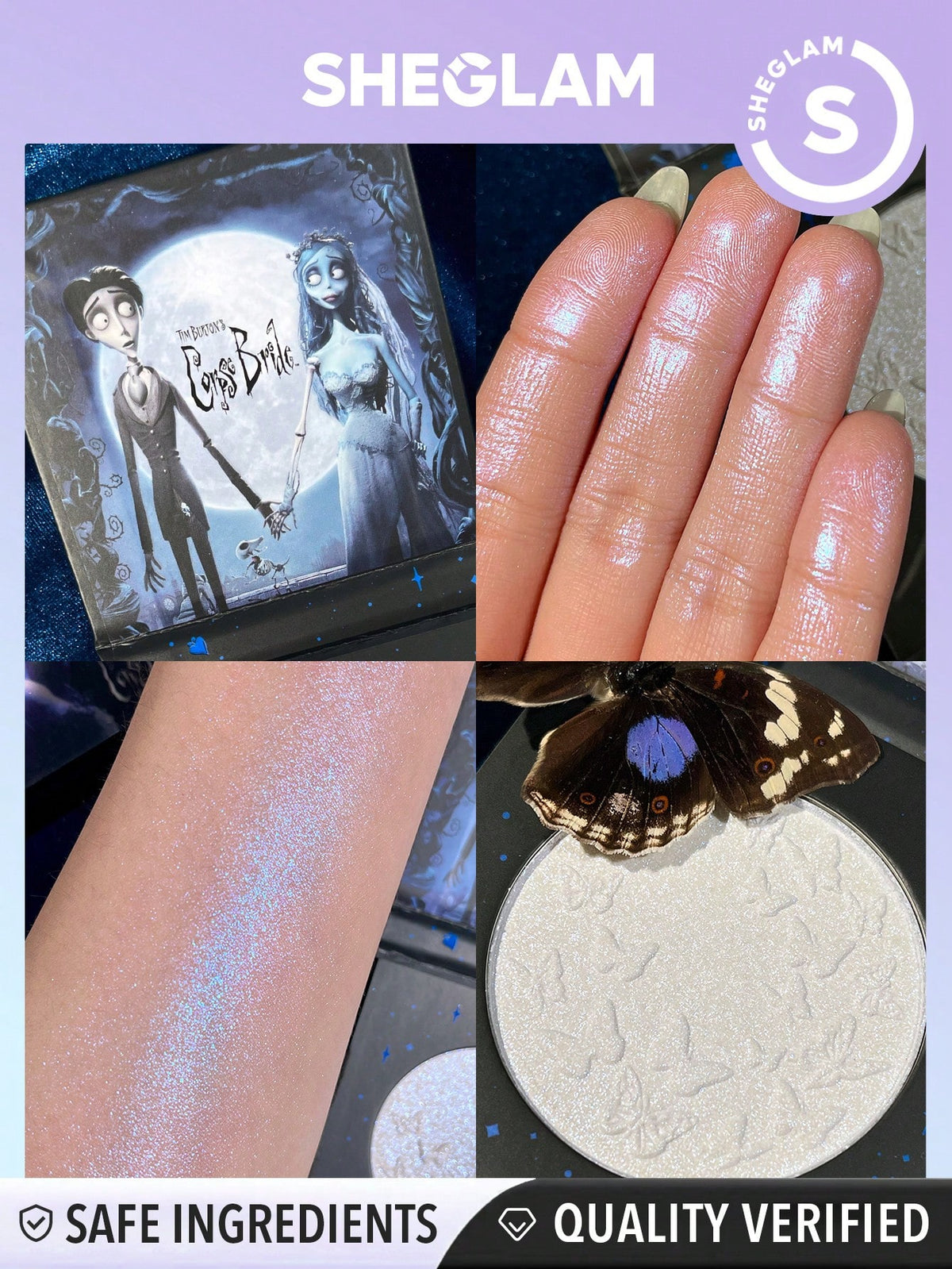 Corpse Bride Butterfly Glow: Blue & White Gothic Highlighter