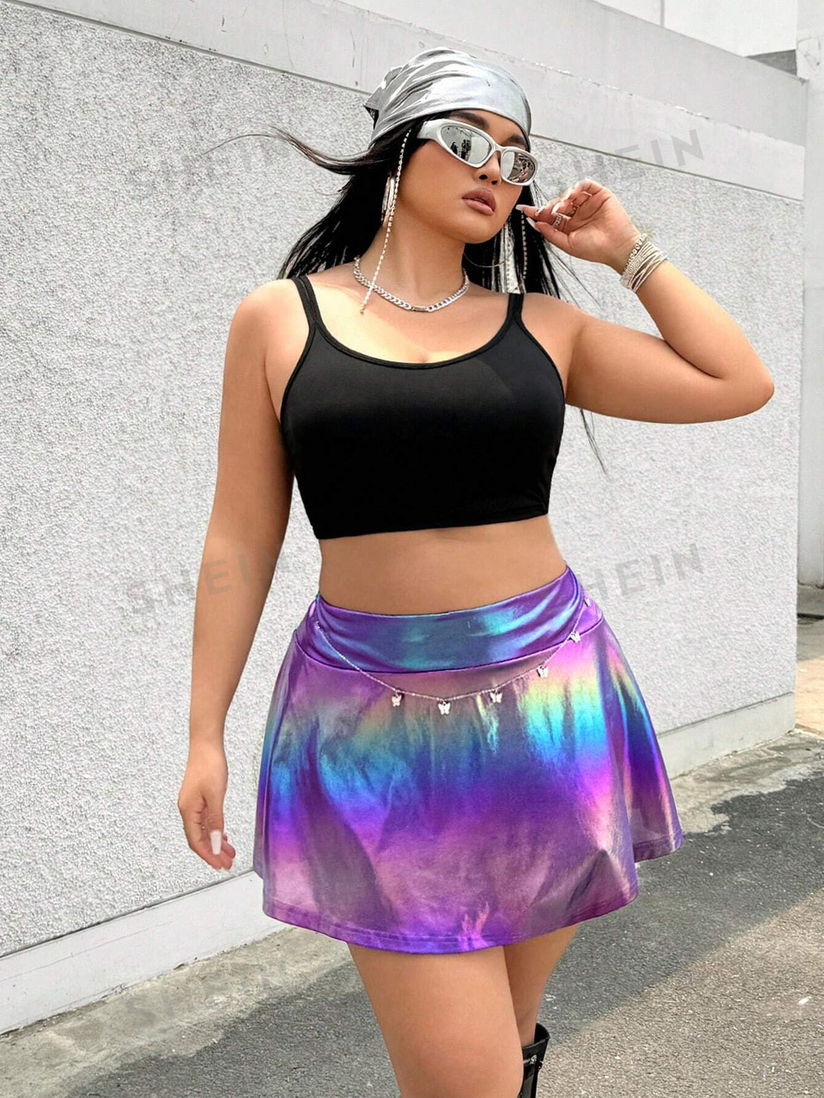 Holographic Flare: The Ultimate Plus Size Summer Skirt