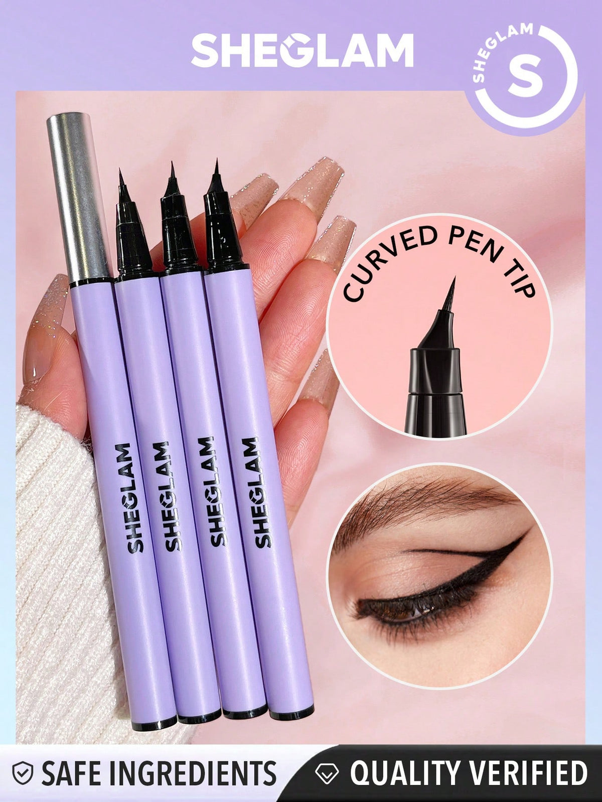 SHEGLAM Pro-Flex Angled Eyeliner Black Highly Pigmented Matte Beginner Eyeliner Pencil Quick Drying Ultra-Fine Waterproof And Sweatproof Beginner Blendable Smooth Eye Make Up