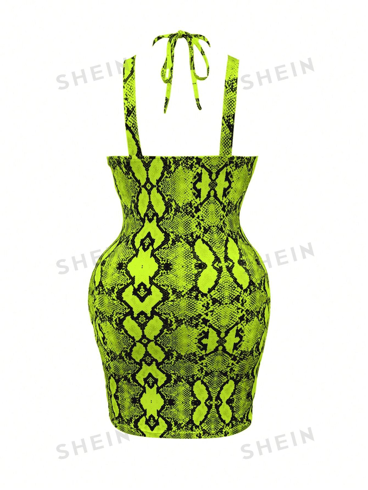 SXY Plus Size Snake Print Hollow Out Lace-Up Butt Lifting Sexy Sleeveless Bodycon Dress