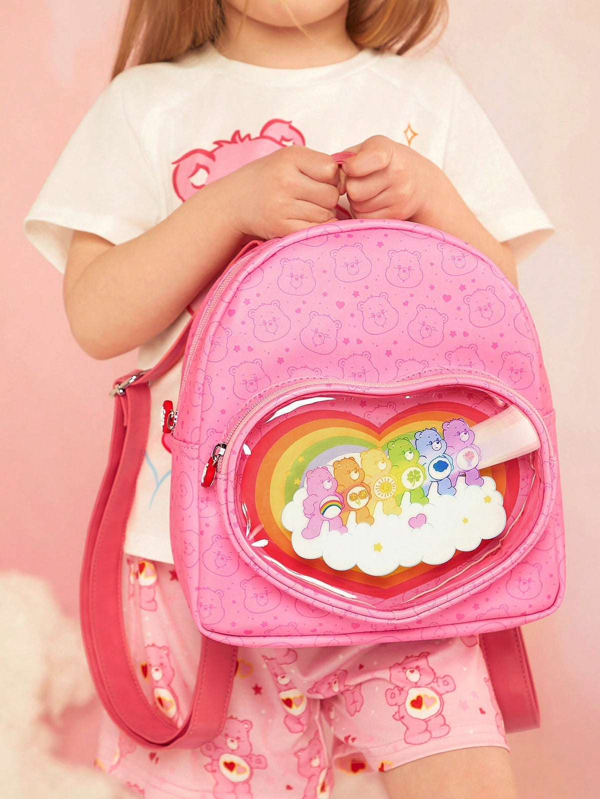 X Care Bears Cartoon Bear & Heart Print Cute Backpack