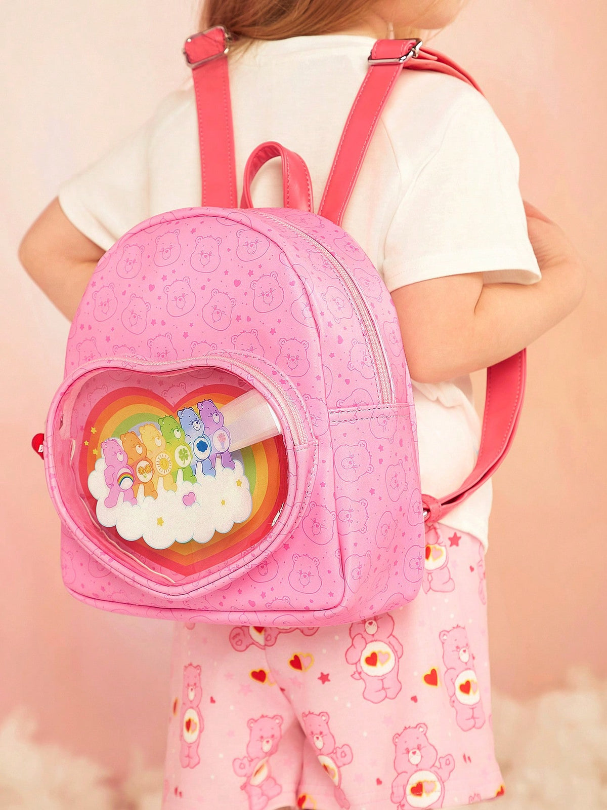 X Care Bears Cartoon Bear & Heart Print Cute Backpack