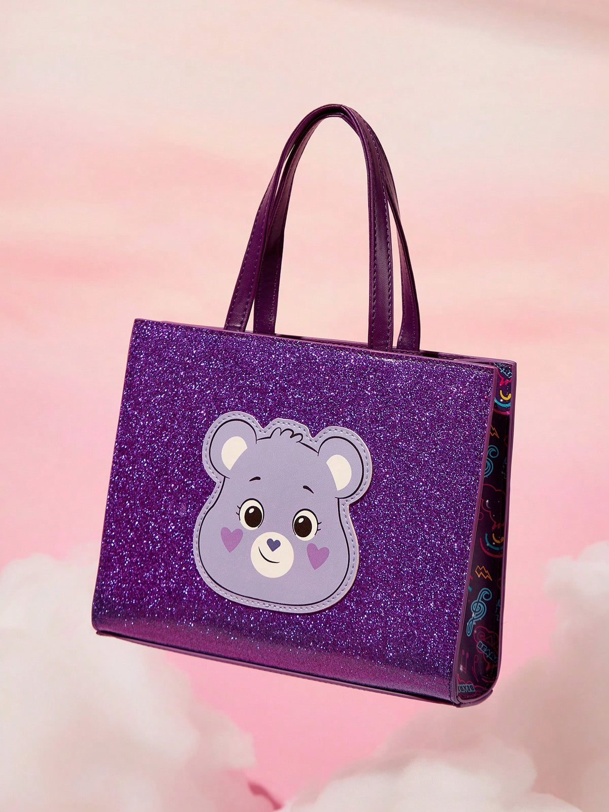 X Care Bears Purple Cartoon Bear Print Handbag