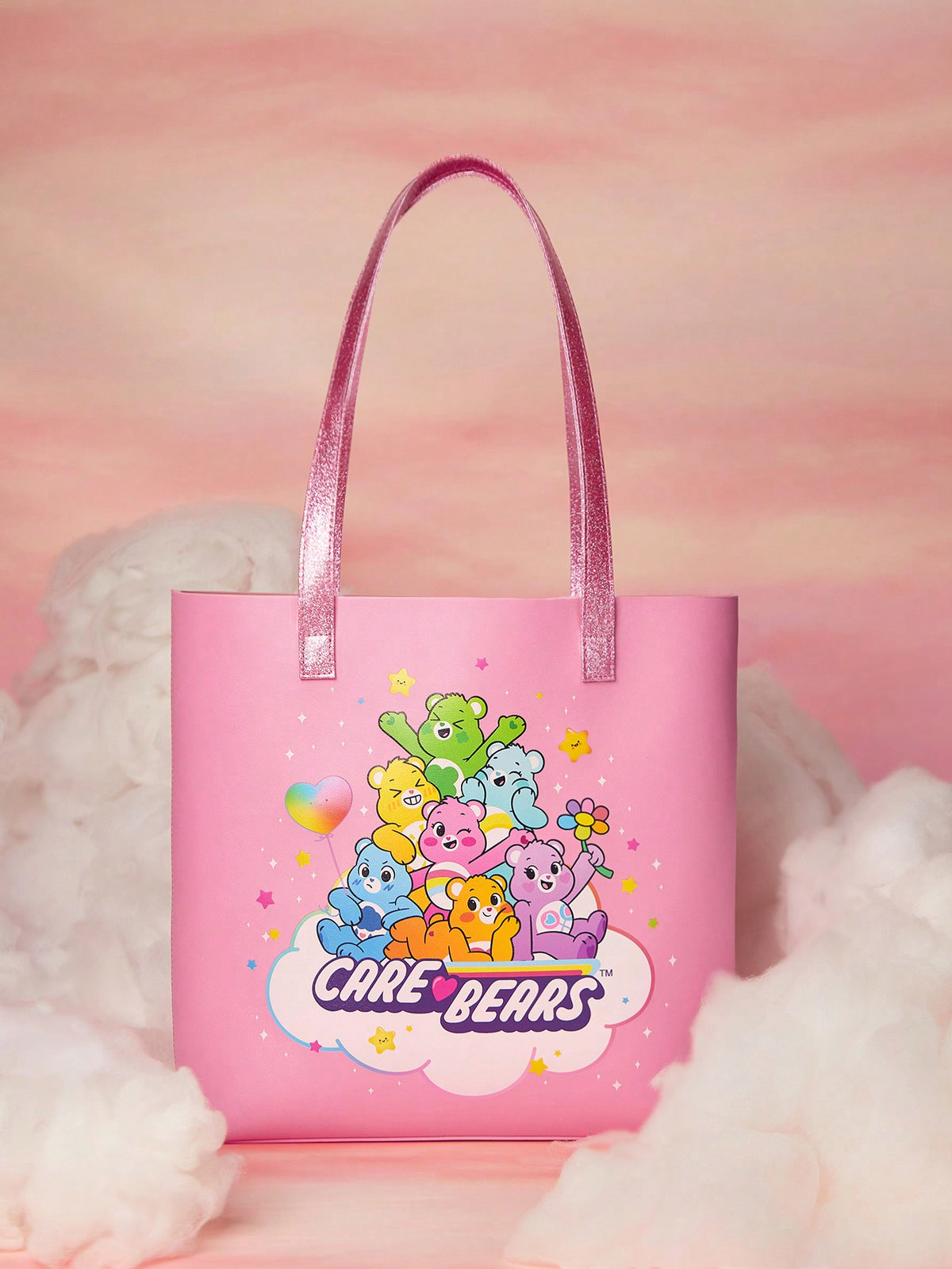 X Care Bears Cartoon Printed Pink Lady Tote Bag