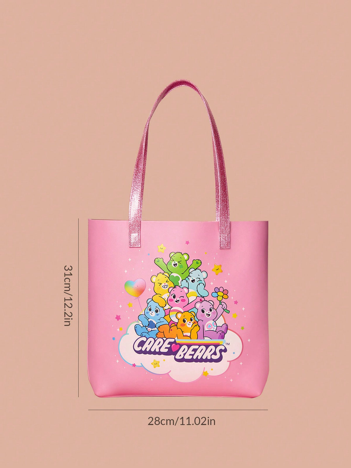 X Care Bears Cartoon Printed Pink Lady Tote Bag