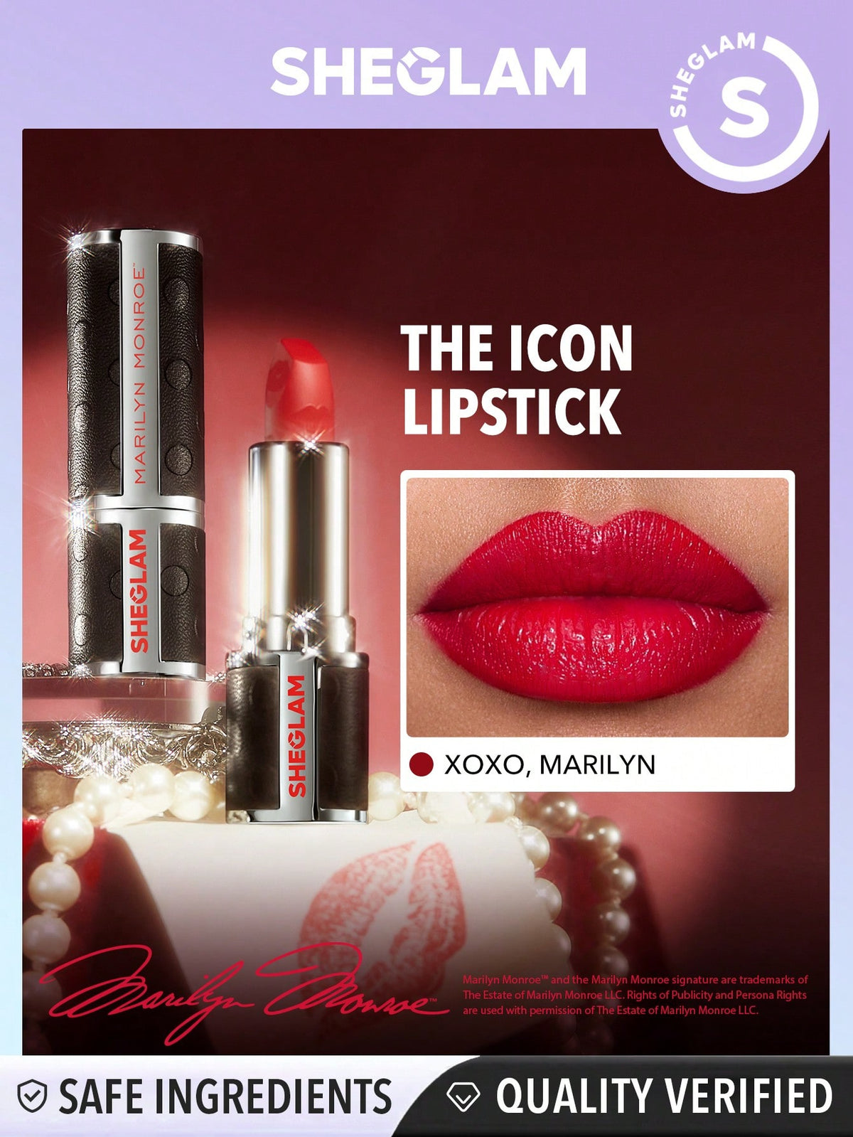 Marilyn Monroe X SHEGLAM The Icon Lipstick-Xoxo, Marilyn Valentines Gift Red Lipstick Long Lasting Super Stay High Pigment Lip Balm Lip Makeup