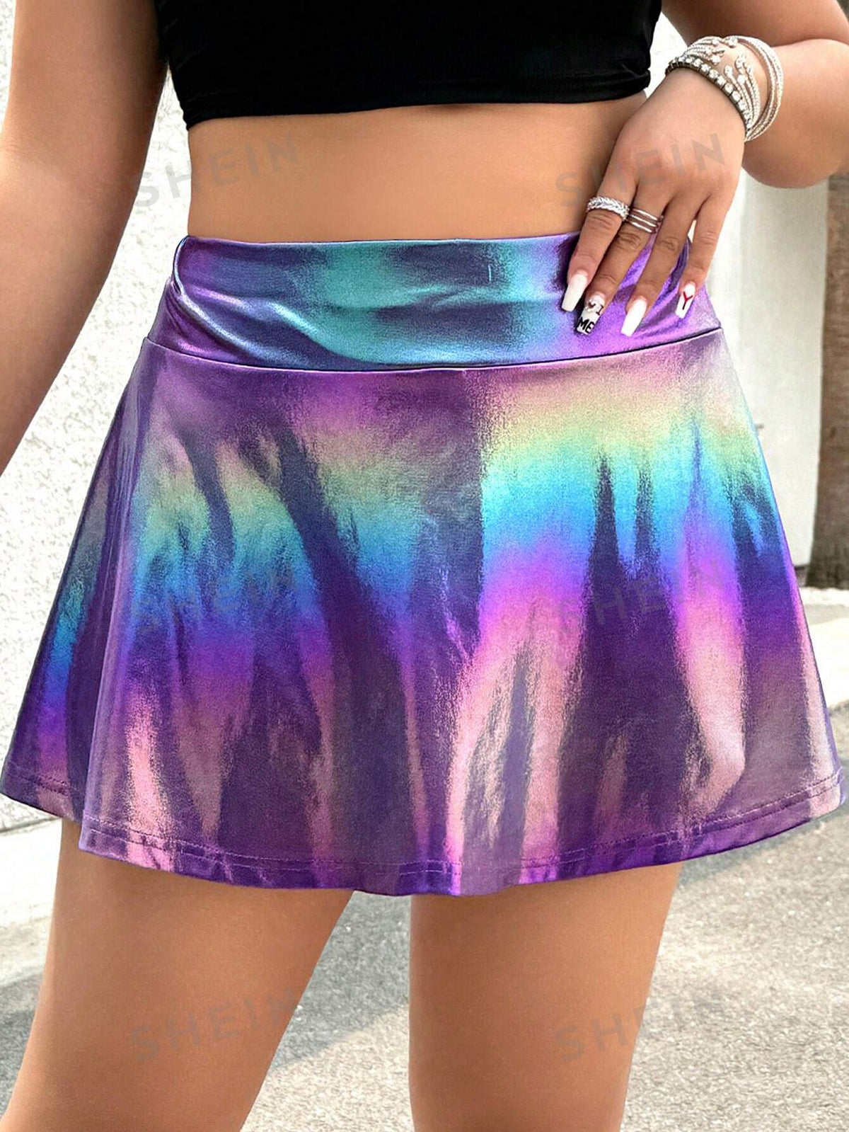 Holographic Flare: The Ultimate Plus Size Summer Skirt