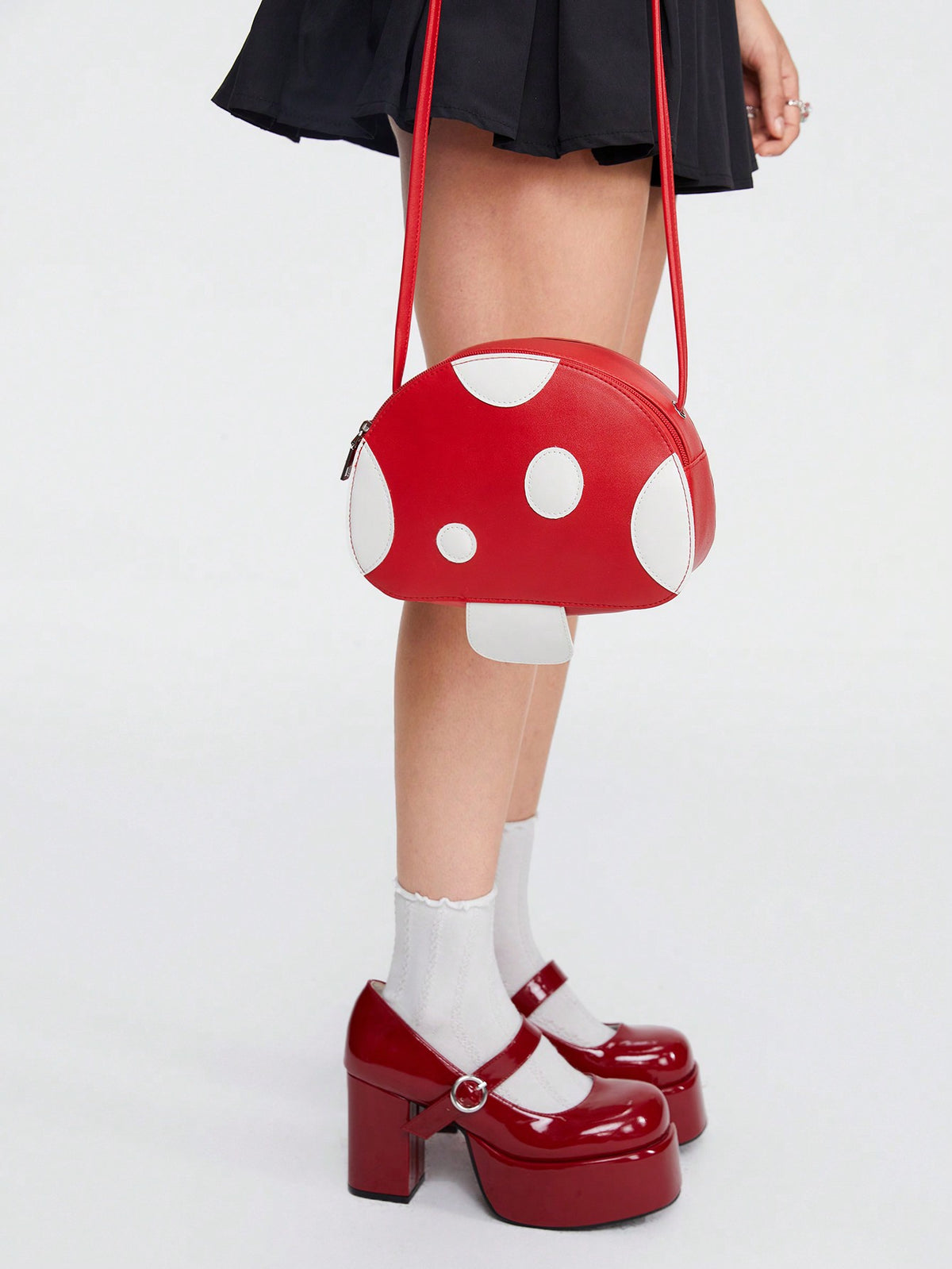 ROMWE Kawaii Cute Mushroom Shaped Zippered Crossbody Handbag For Women