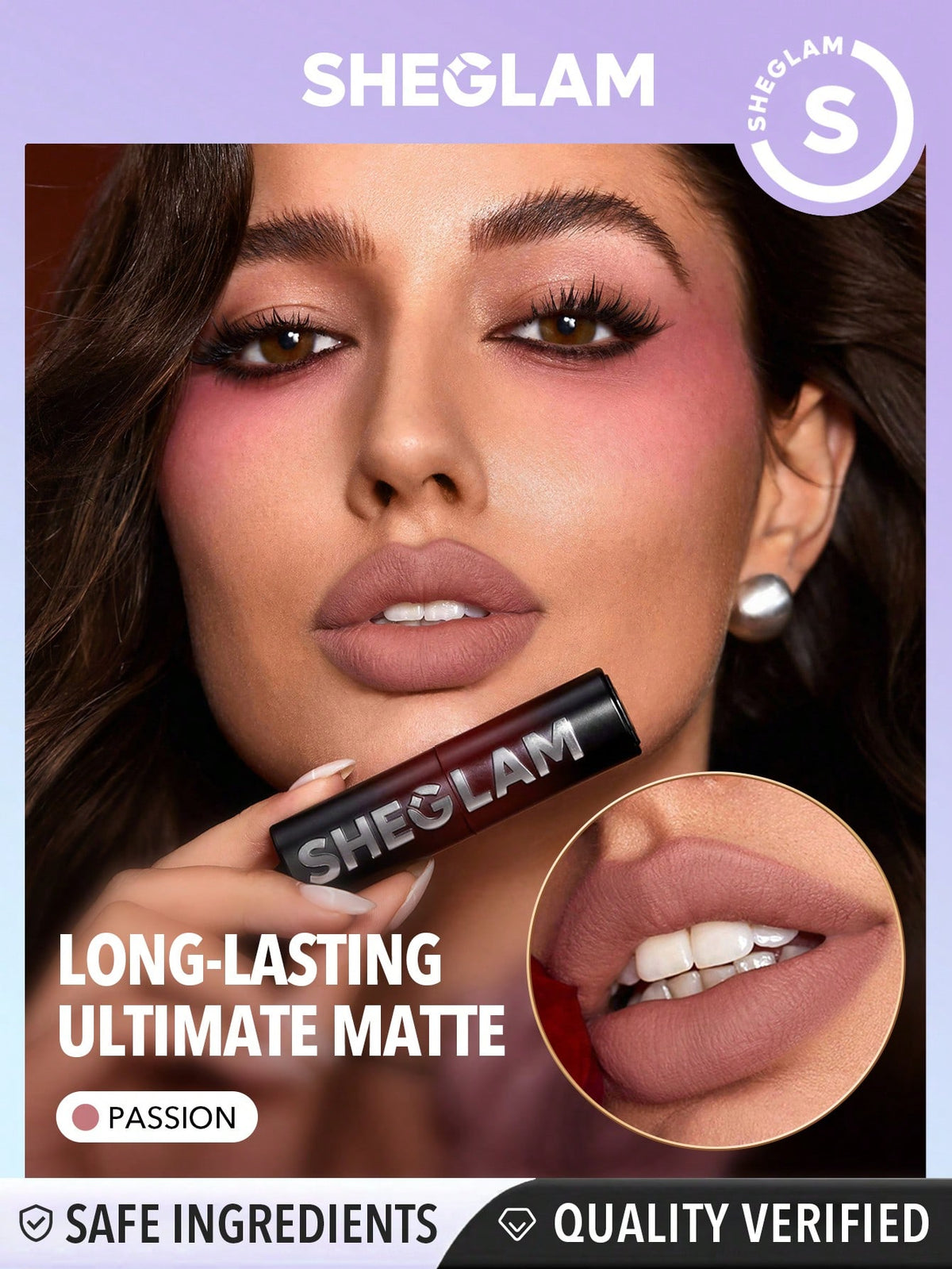 SHEGLAM Dynamatte Boom Long-Lasting Matte Lipstick (Ember Rose Ver.)-Passion Valentines Gift Nude Lipstick Lightweight Color Non-Transfer Creamy-Matte Lip Makeup