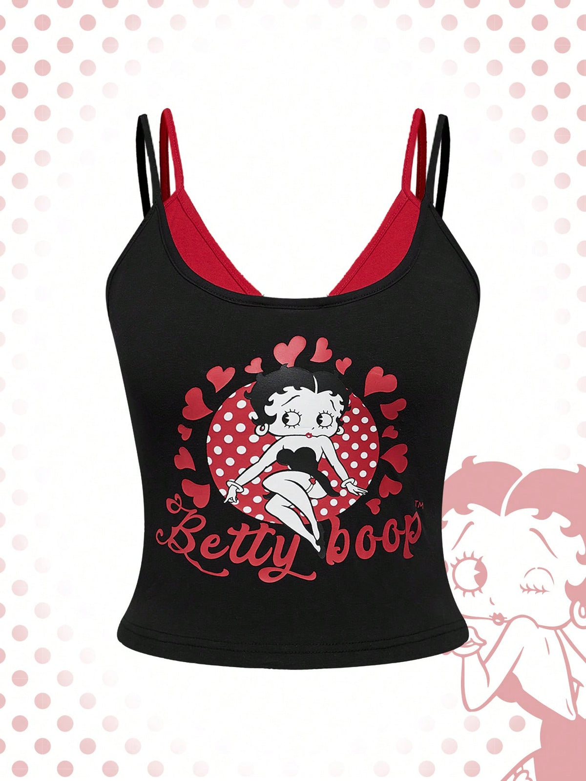 Betty Boop | ROMWE Plus Size Cartoon Figure & Heart Letter Print Cami Top, Summer