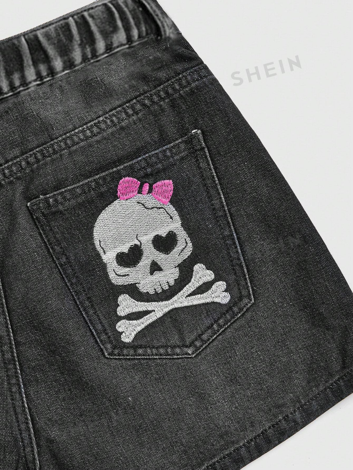 ROMWE Grunge Punk Plus Skull & Star Print Denim Shorts For Summer