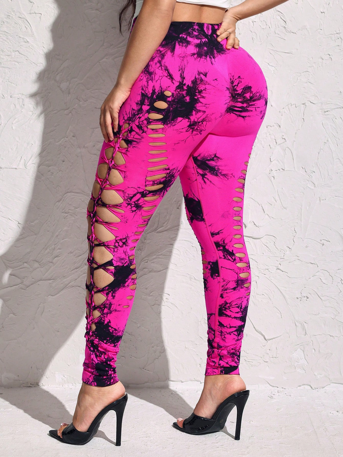 SXY Plus Tie Dye Ladder Cut Out Leggings