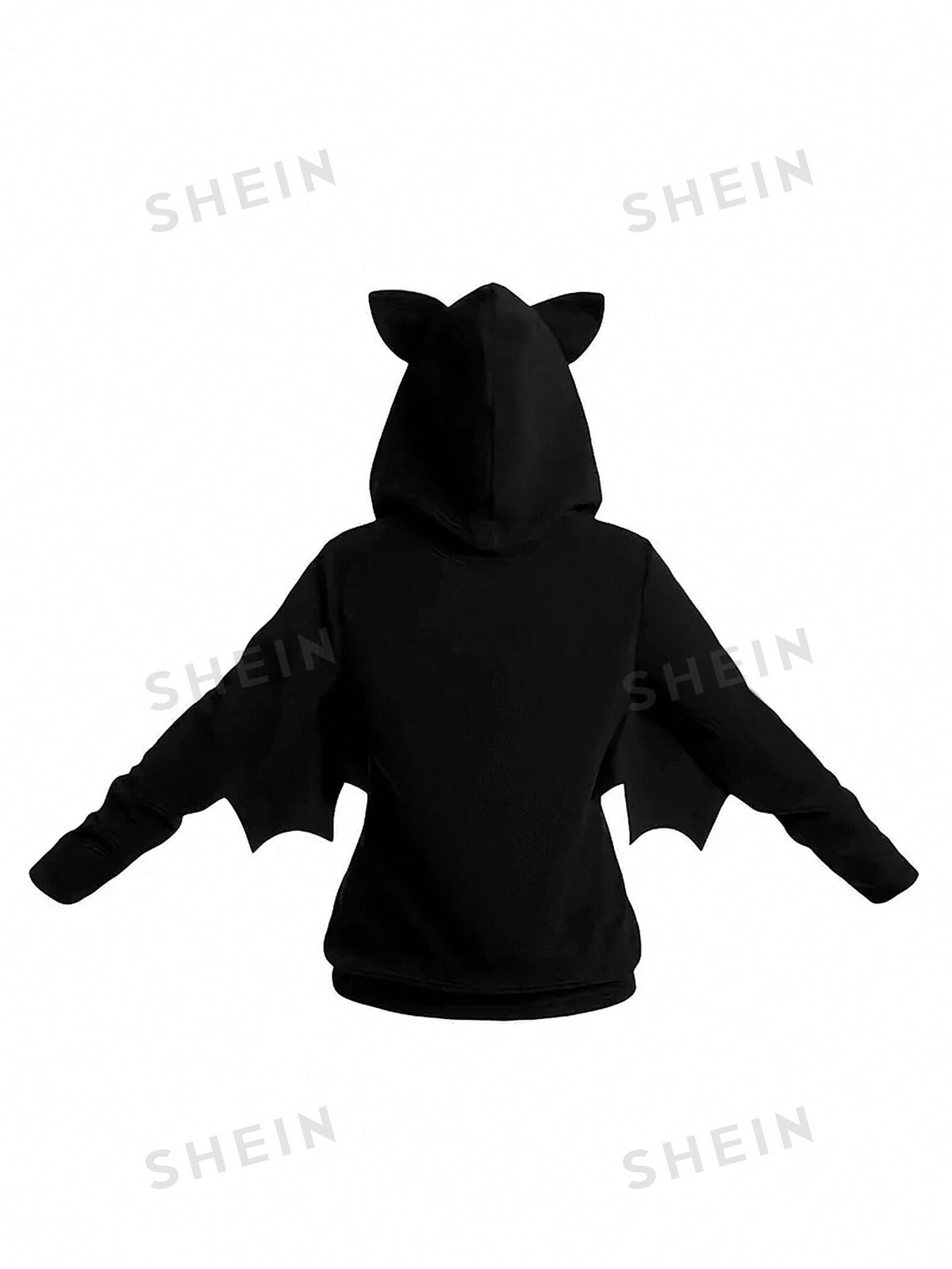 LUNE Plus Size Hooded Zip Up Long Sleeve Bat Shaped Design Fashionable Jacket