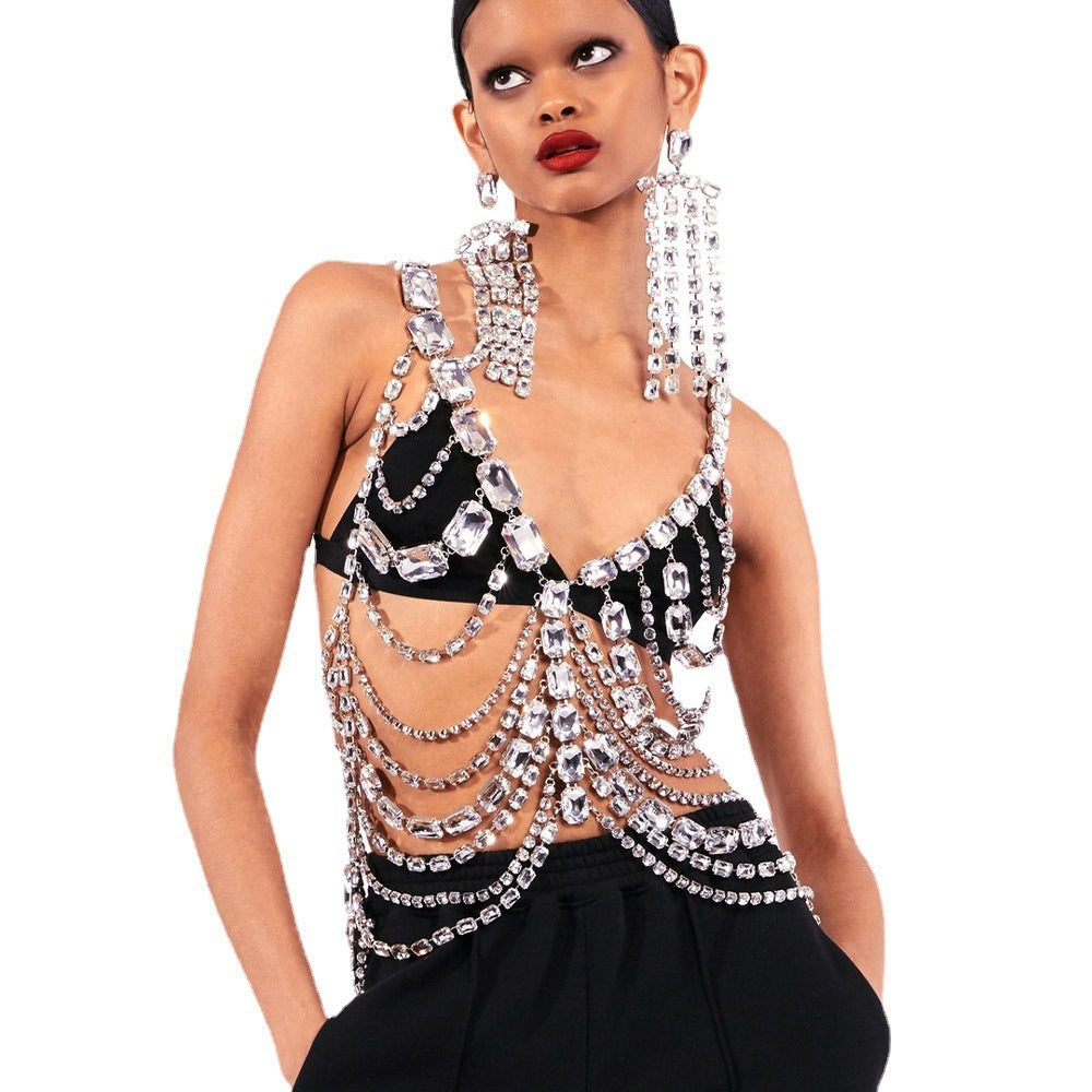 Jewelry Multi-layer Rhinestone Body Chain Exaggerated Festival Fashion