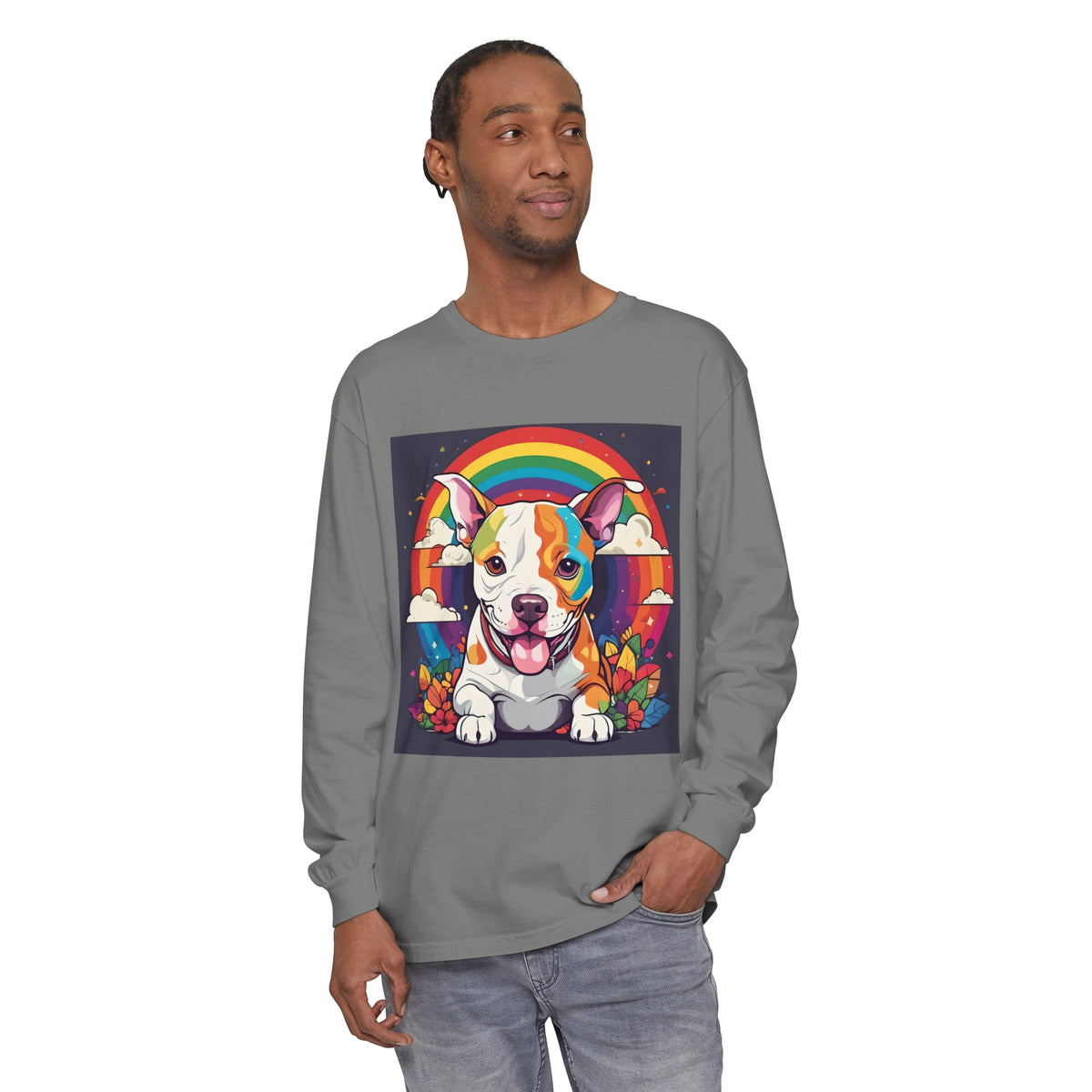 Prideful Pittie 1 Unisex Garment-dyed Long Sleeve T-Shirt