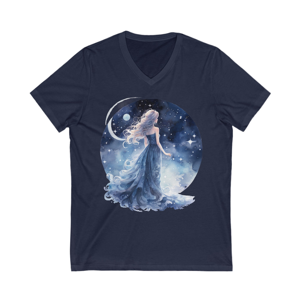 Ethereal Lady Of The Moon Unisex Jersey Short Sleeve V-Neck Tee