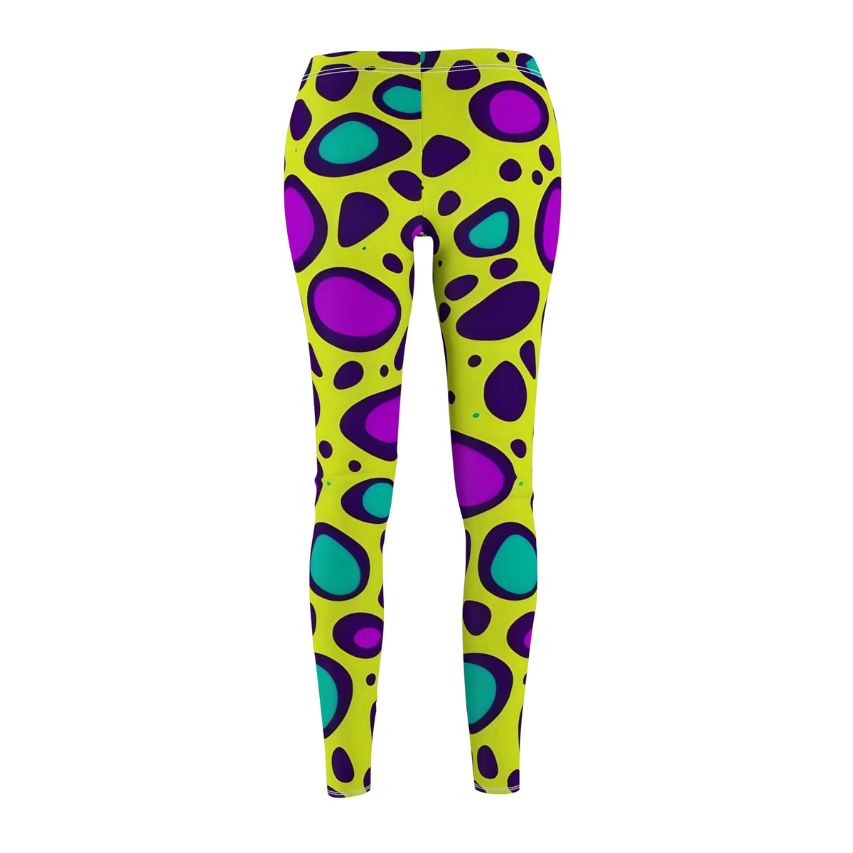 Neon Large Leopard Print Women's Cut & Sew Casual Leggings (AOP)