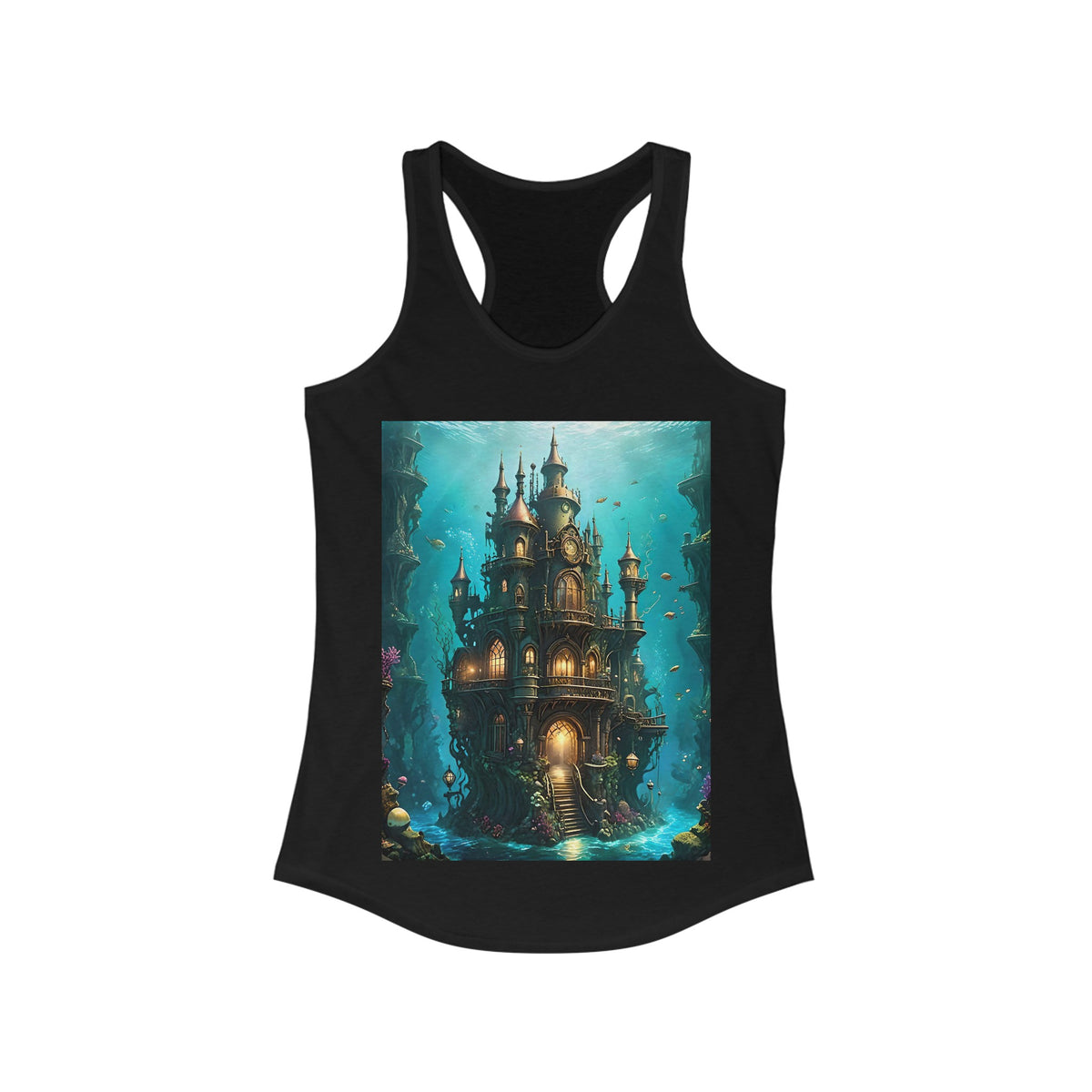 Under Water Steampunk Castle Women's Ideal Racerback Tank