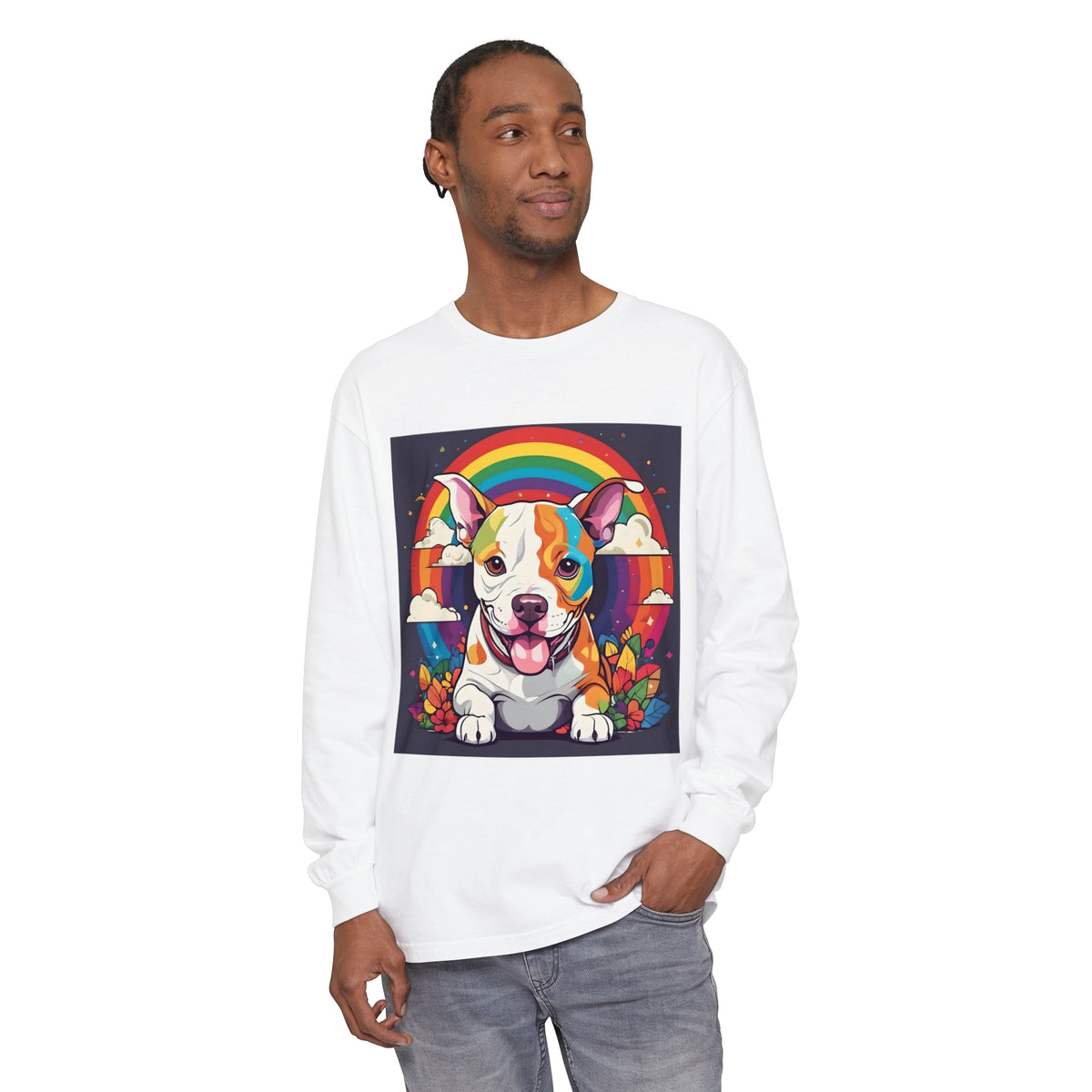 Prideful Pittie 1 Unisex Garment-dyed Long Sleeve T-Shirt