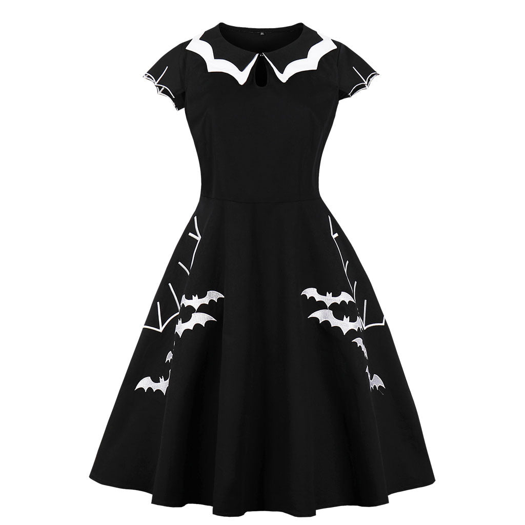 Bat embroidered dress