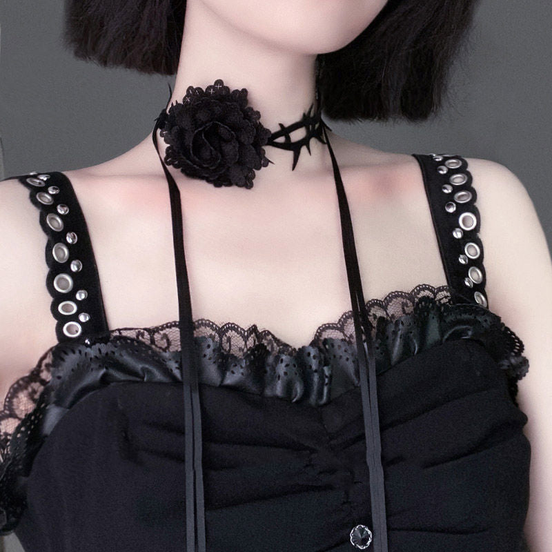 Punk Rock Gothic Dark Briar Rose Choker Necklace