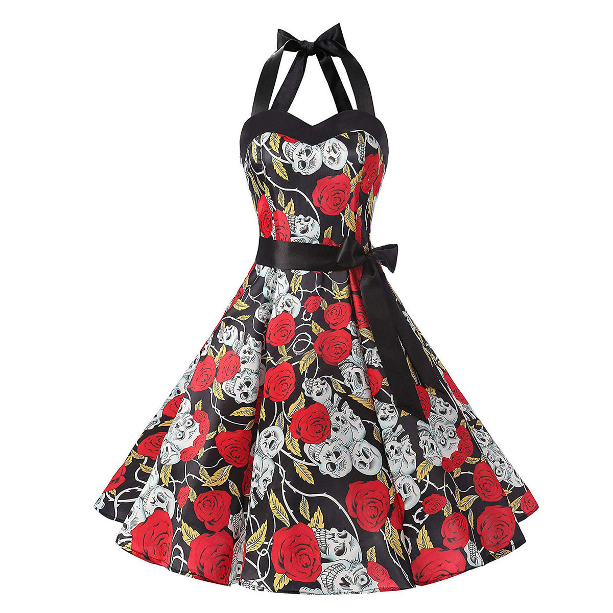 Halloween All Over Print Halter Hepburn Swing Dress