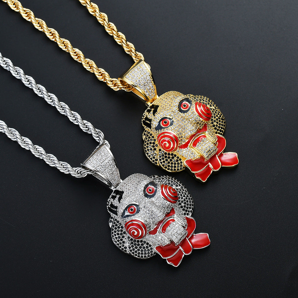 Play A Game Pendant Halloween Cosplay Jewelry Full Zircon Pendant Necklace