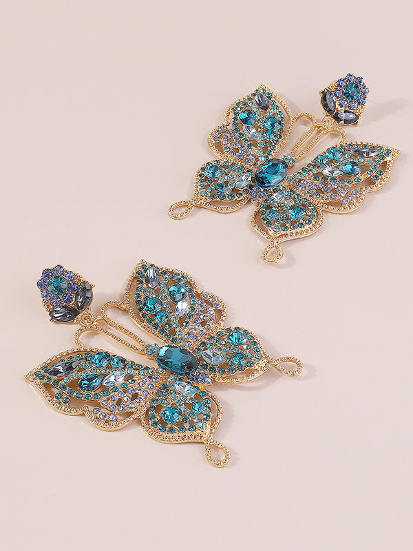 Butterfly Shaped Rhinestone Drop Earrings