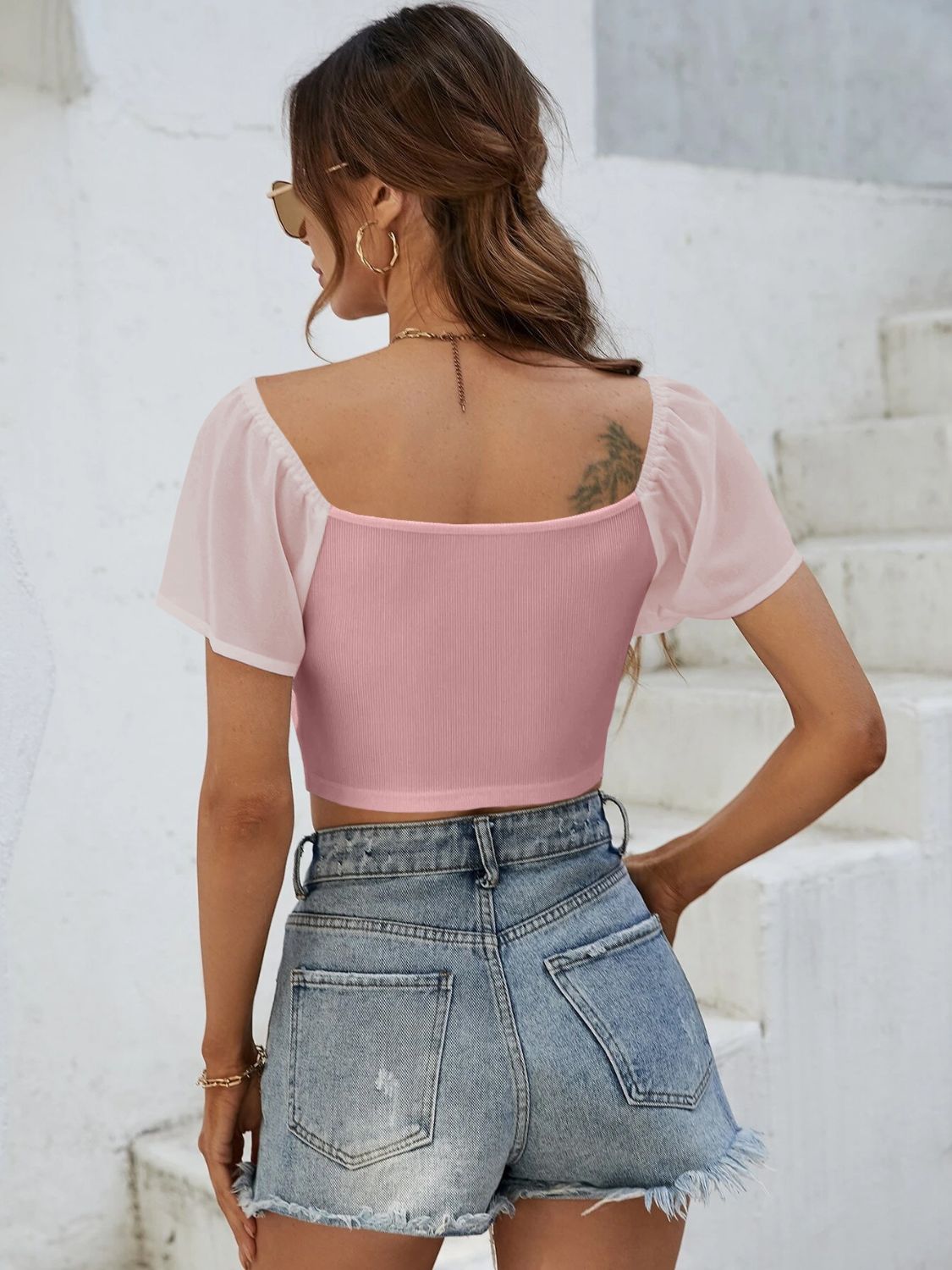 Drawstring Short Sleeve Crop Top | Trendy Women’s Ruched Summer Tee