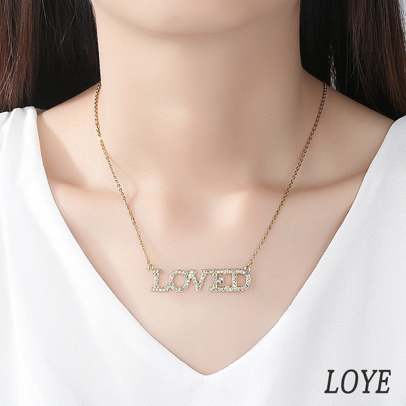 LOVED Rhinestone Letter  Necklace