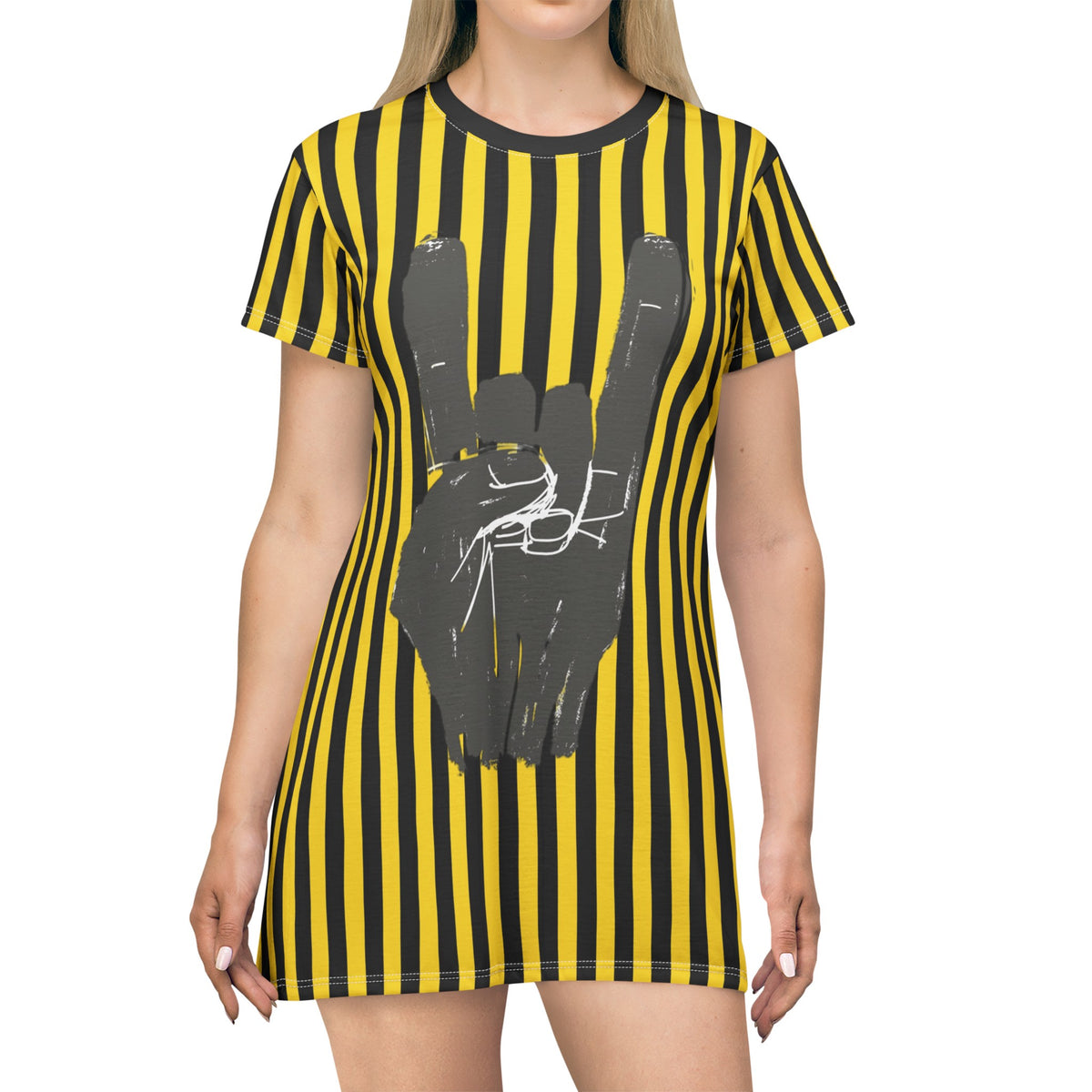 Punk Rockin' The Stripes - T-Shirt Dress (AOP)