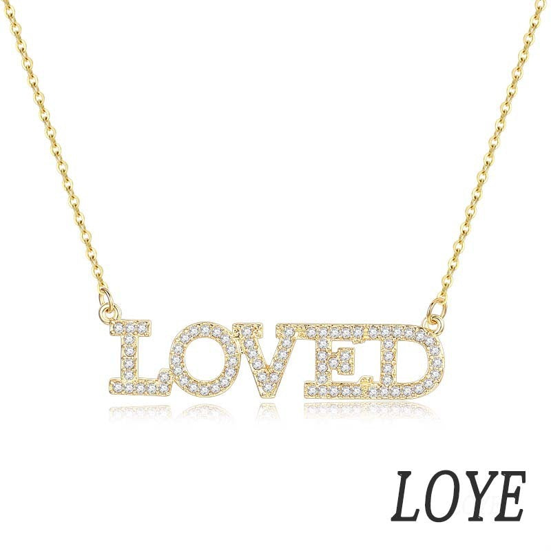 LOVED Rhinestone Letter  Necklace