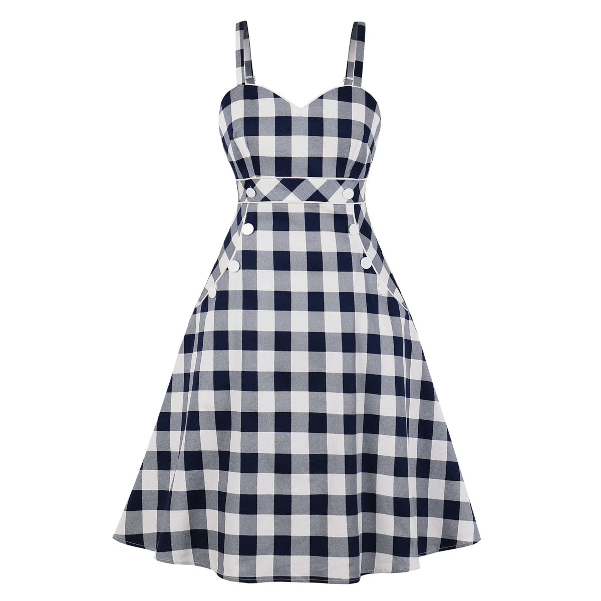 Buffalo Plaid Sweetheart Apron Style Retro Swing Dress