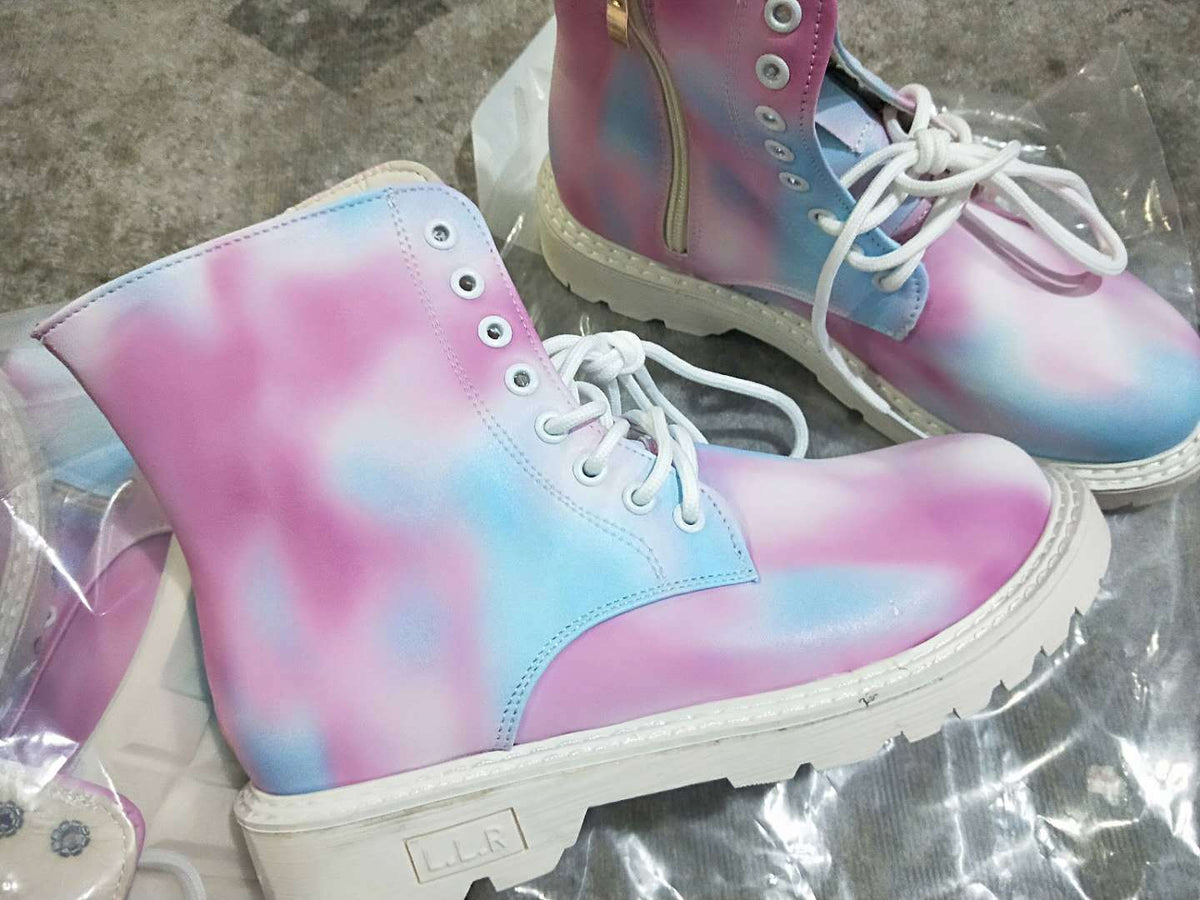 Colorful Tie Dye Martin Casual Punk Ankle Boots