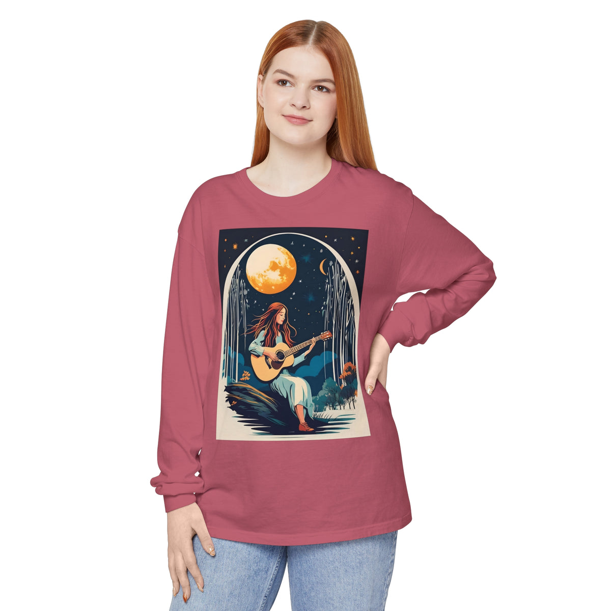 Night Melodies Unisex Garment-dyed Long Sleeve T-Shirt