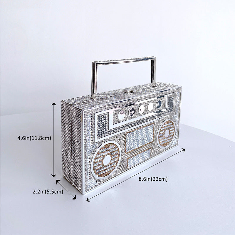 Ladies Fashion Personality Quirky Retro Boom Box Banquet Bag