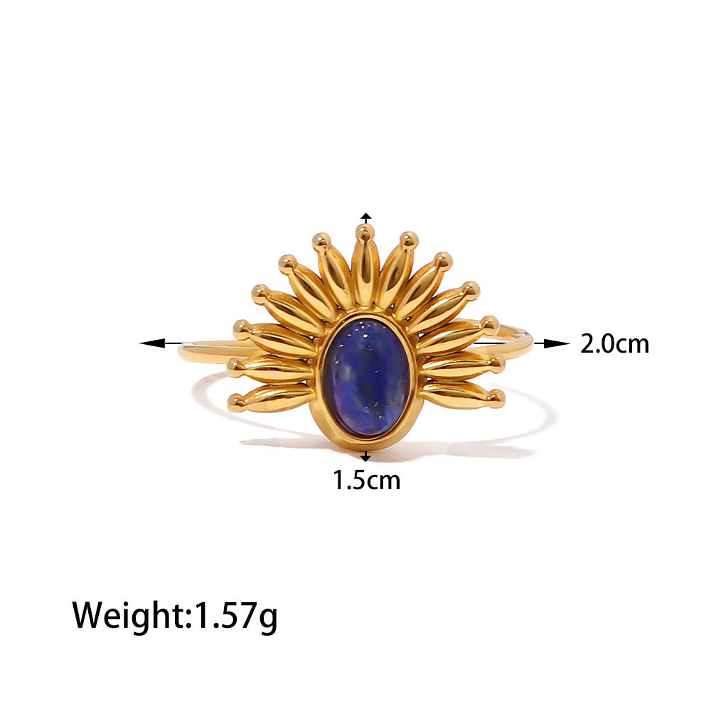 18K gold high-end light luxury lapis lazuli court retro ring