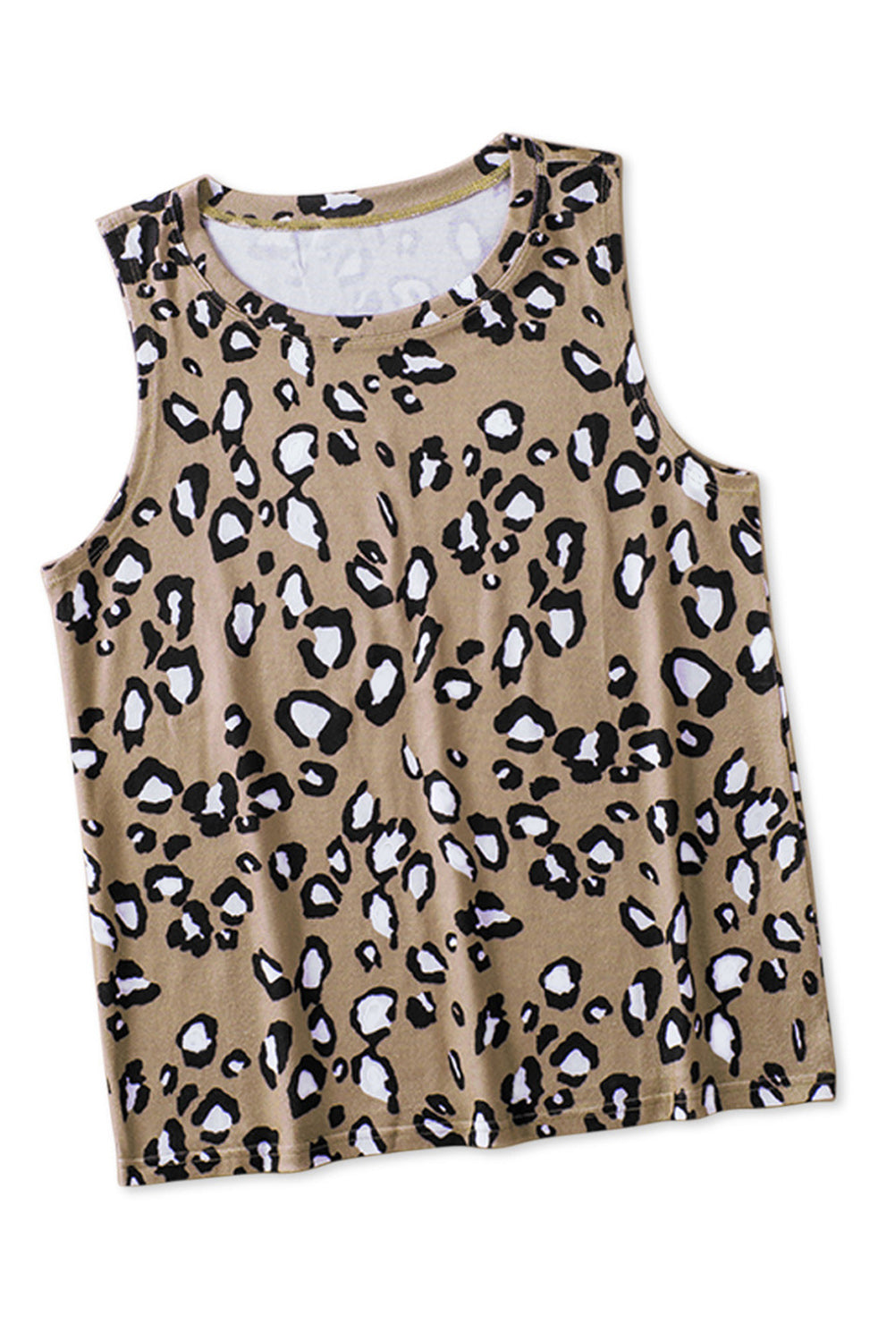 Gray Cheetah Print Sleeveless Crewneck Tank Top