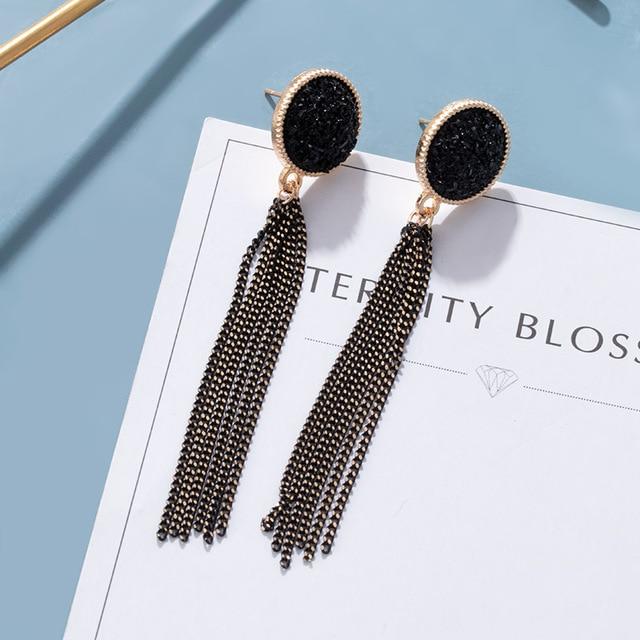 Trendy Black Tassel Boho Wild Statement Earrings