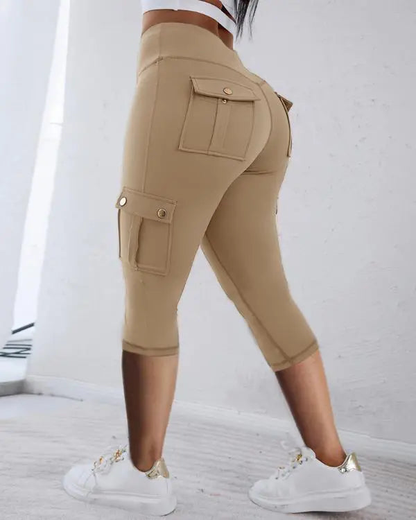 Pocket Design High Waist Sports Active Pants