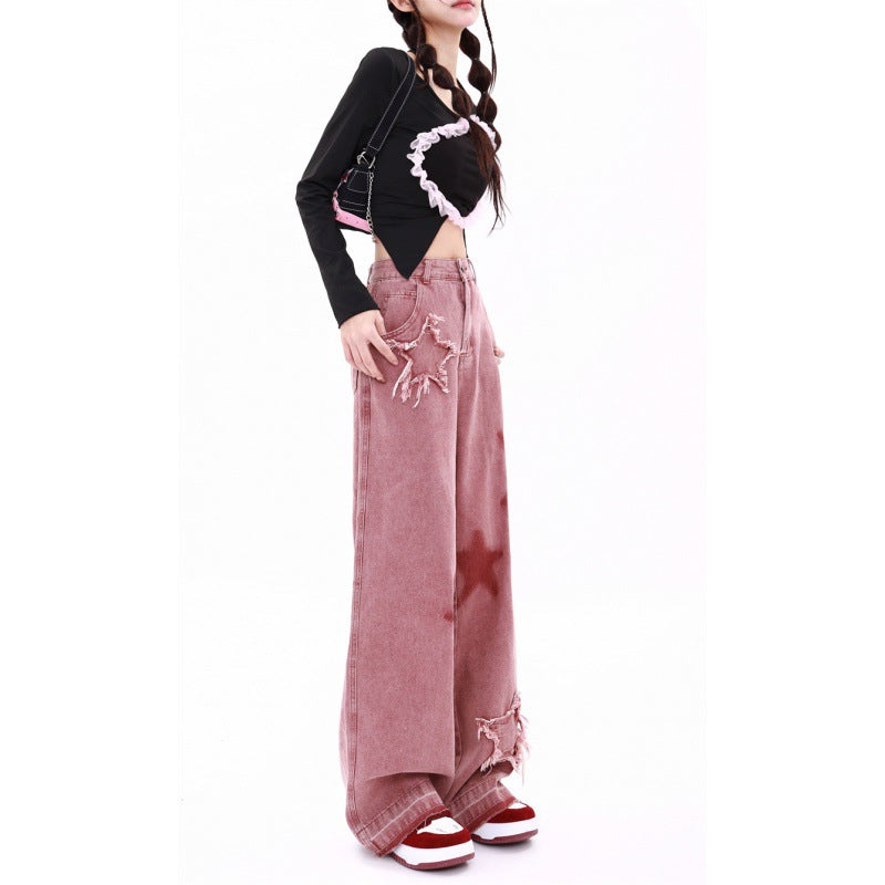 Fried Street Embroidered Jeans Wide Leg